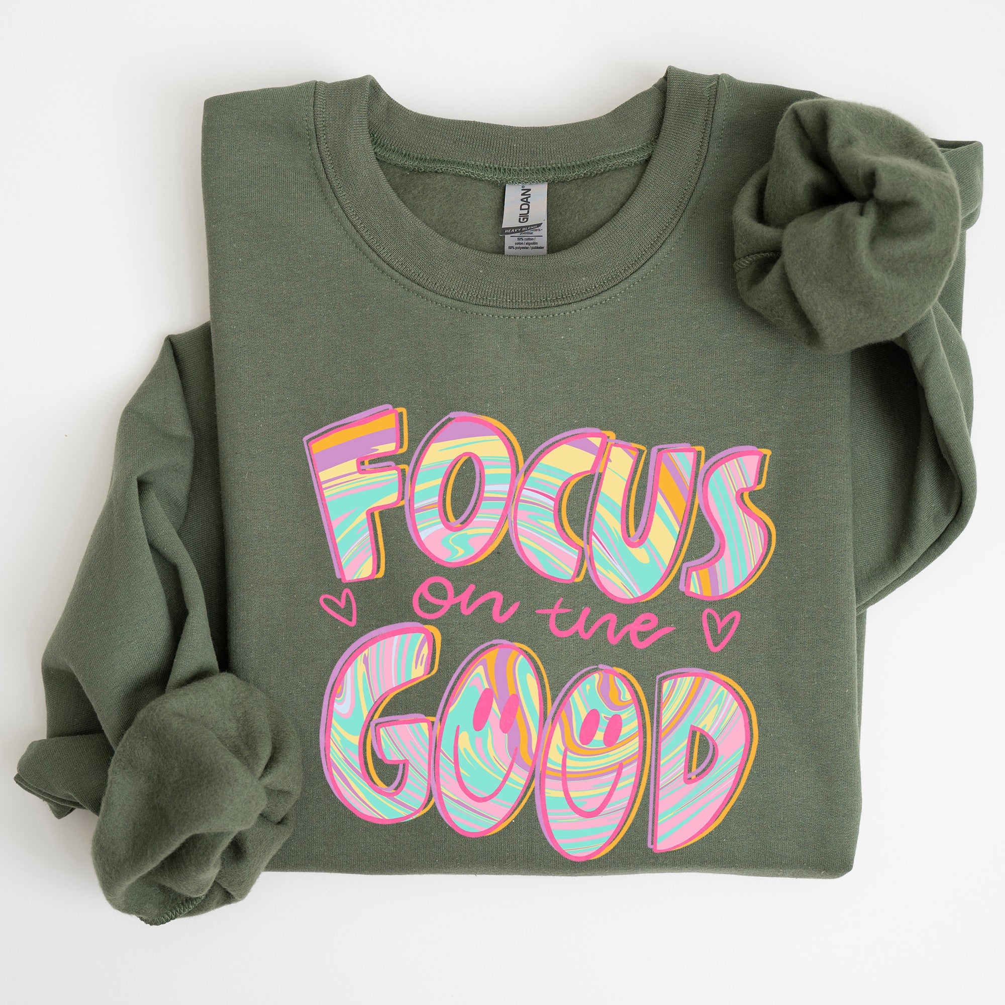 Focus On The Good Retro Groovy Positivity Mental Health Awareness And Positive Vibes Sweatshirt