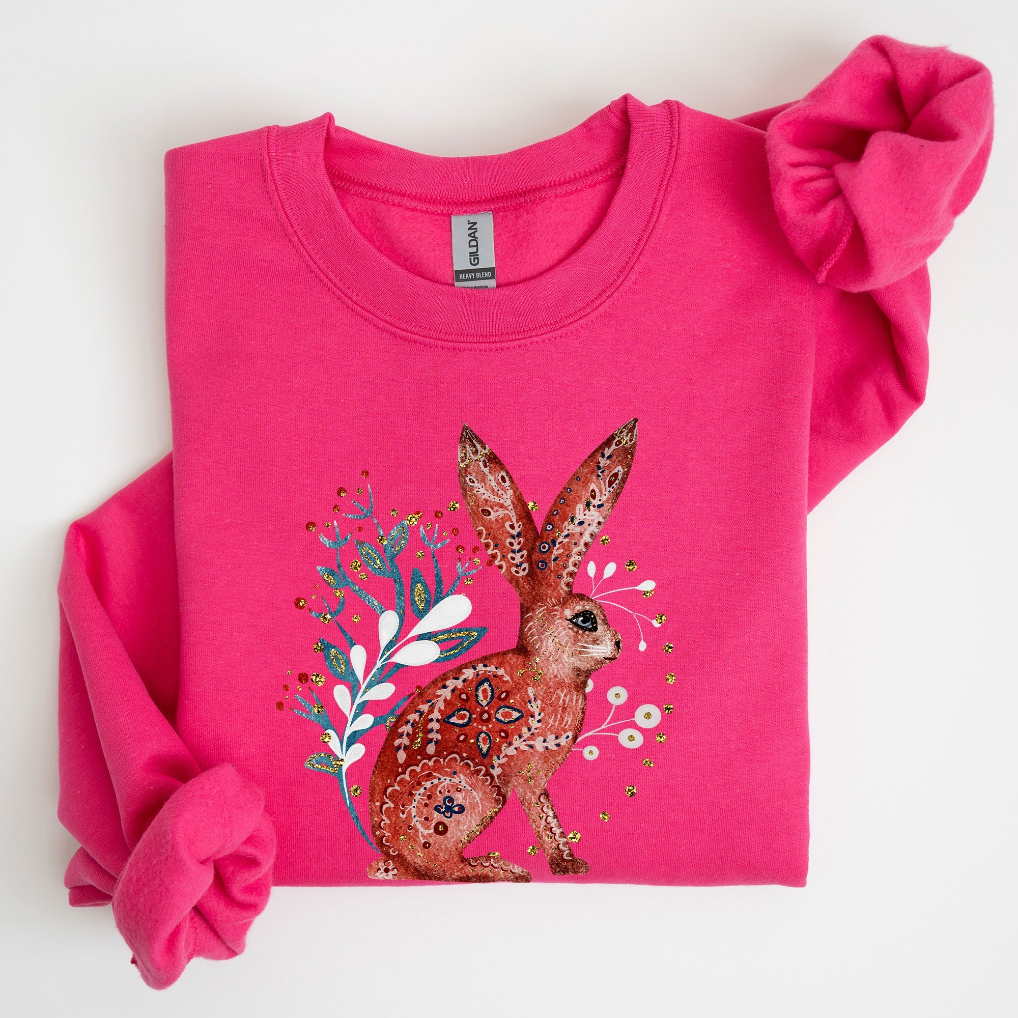Folk Art Rabbit Easter Scandinavian Inspired Nordic Pattern Cozy Vintage Sweatshirt