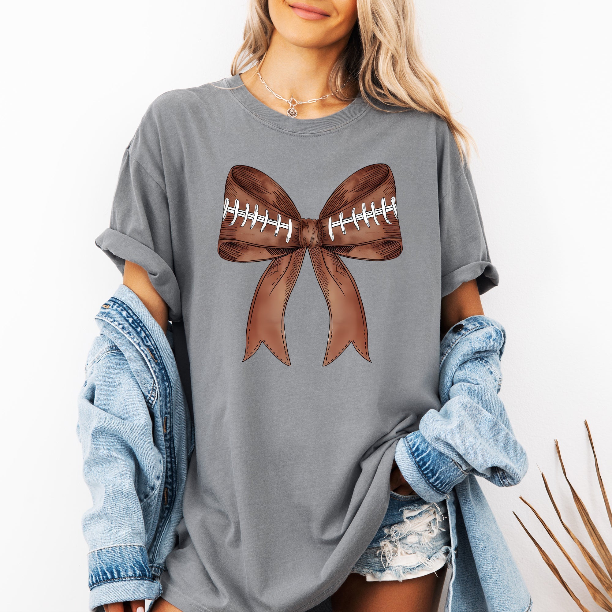 Football Coquette Girly Sports Game Day Big Game Touchdown Tailgate Party Comfort Colors Tee