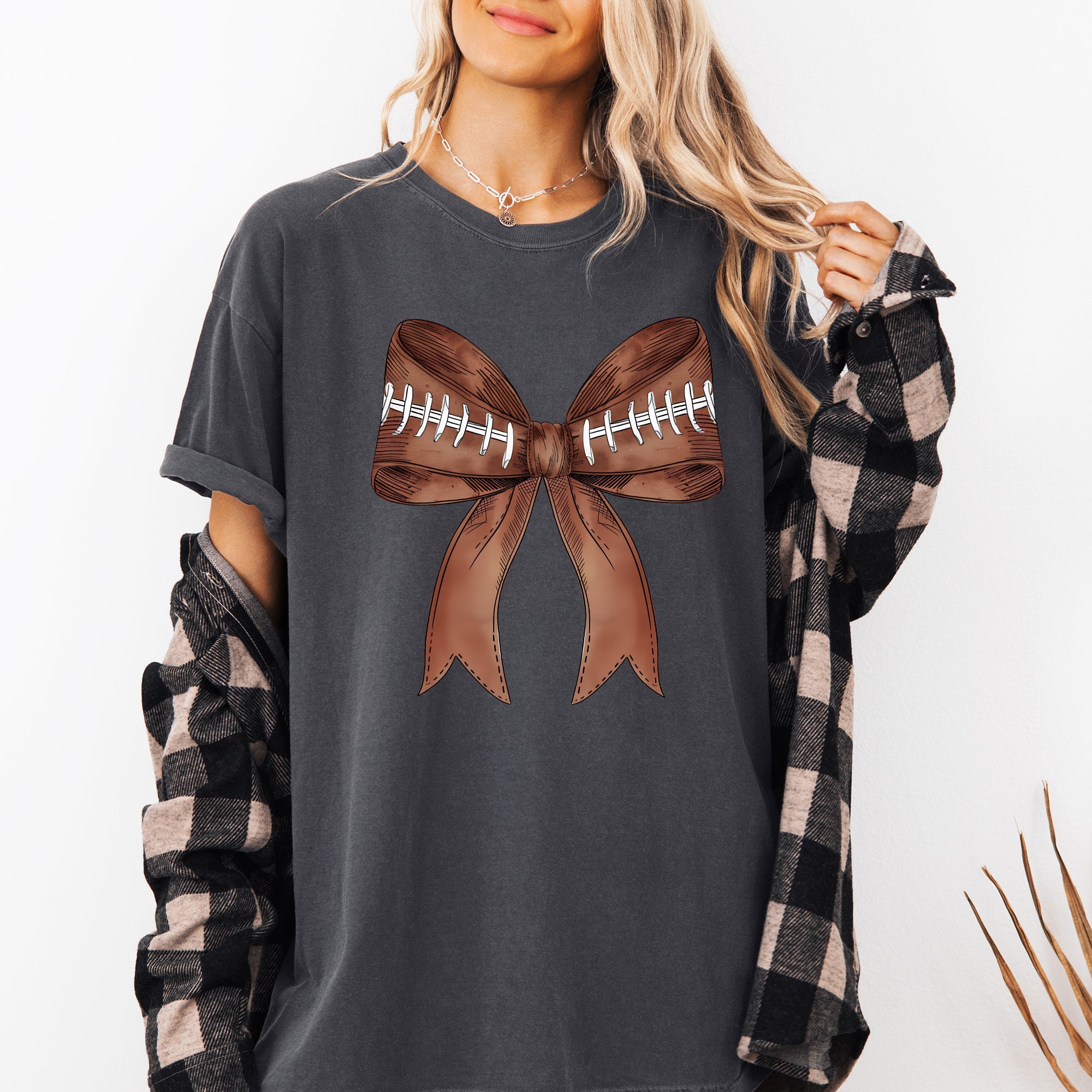 Football Coquette Girly Sports Game Day Big Game Touchdown Tailgate Party Comfort Colors Tee