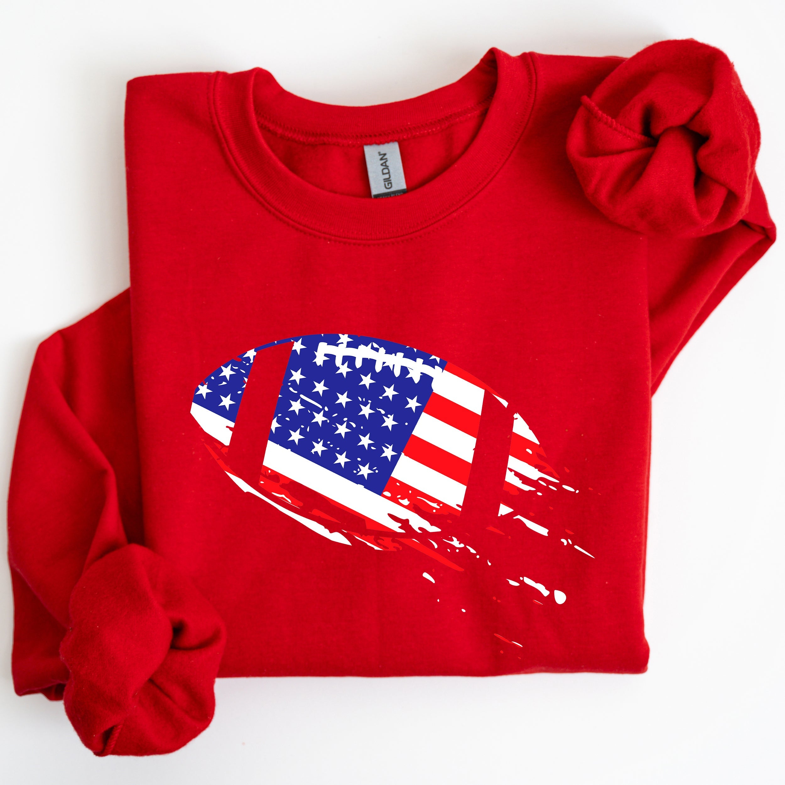 Patriotic American Flag Football Emblem For Fans Of The Game And Proud To Represent Country Sweatshirt