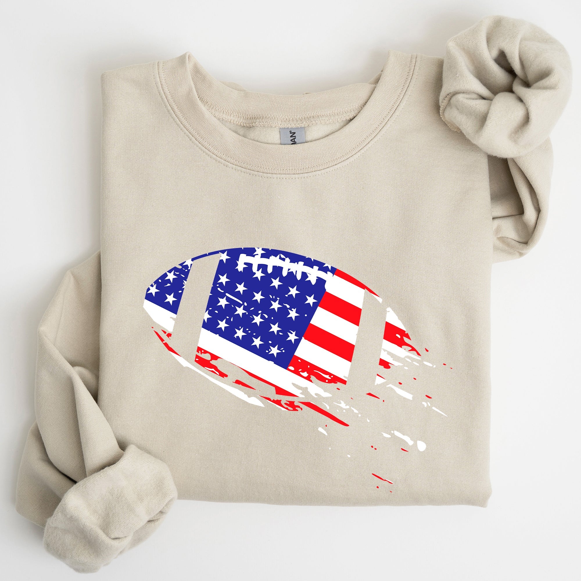 Patriotic American Flag Football Emblem For Fans Of The Game And Proud To Represent Country Sweatshirt