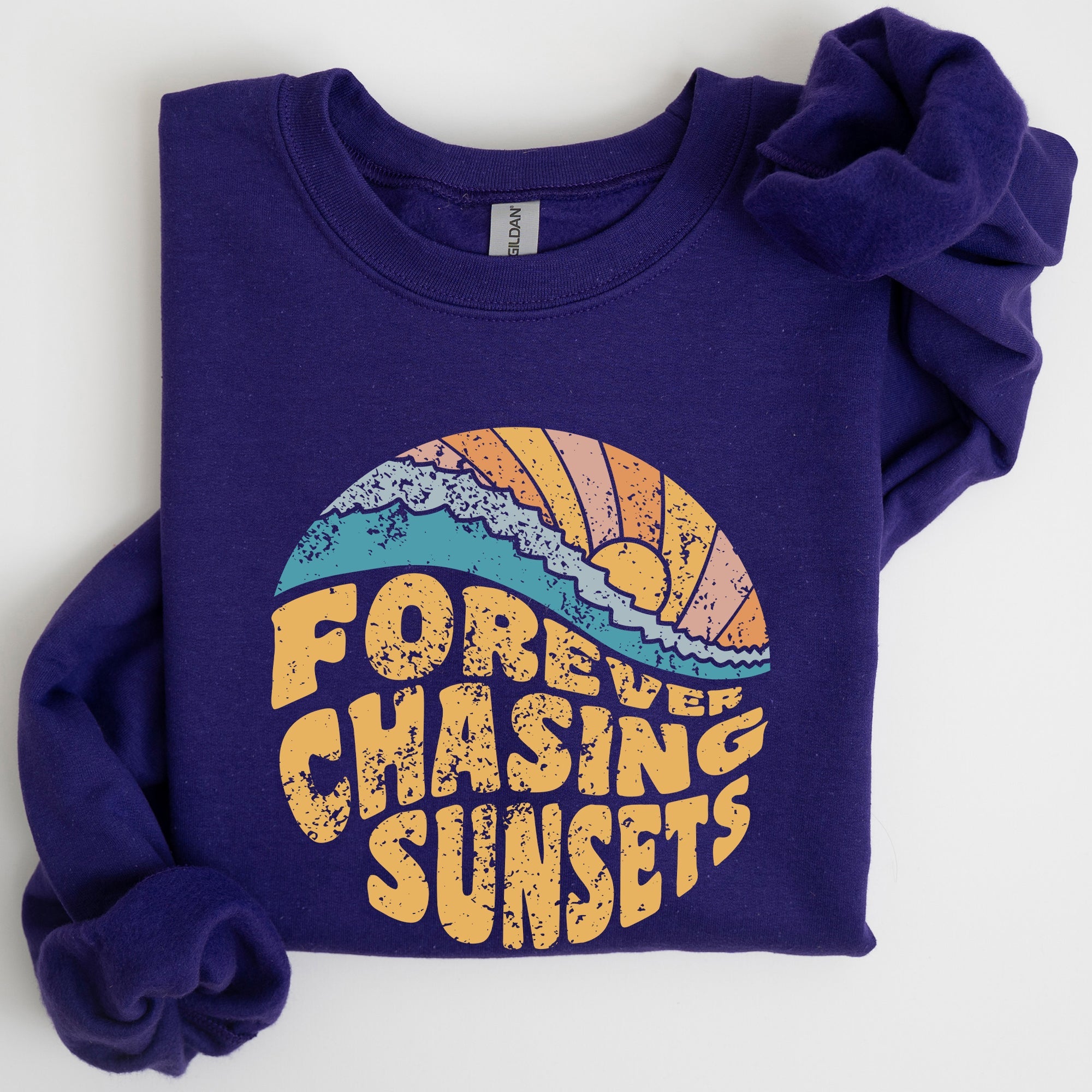 Forever Chasing Sunsets Beach Retro Sweatshirt