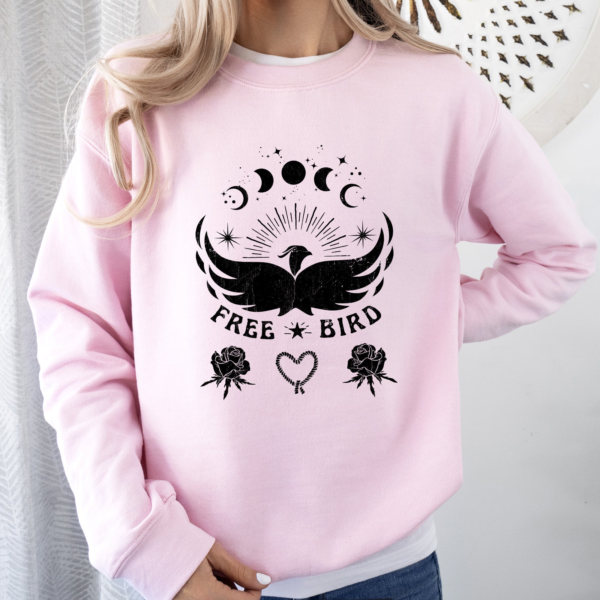 Free Bird Western Country Rock Music Cowboy Inspired Graphic Vintage Concert Sweatshirt