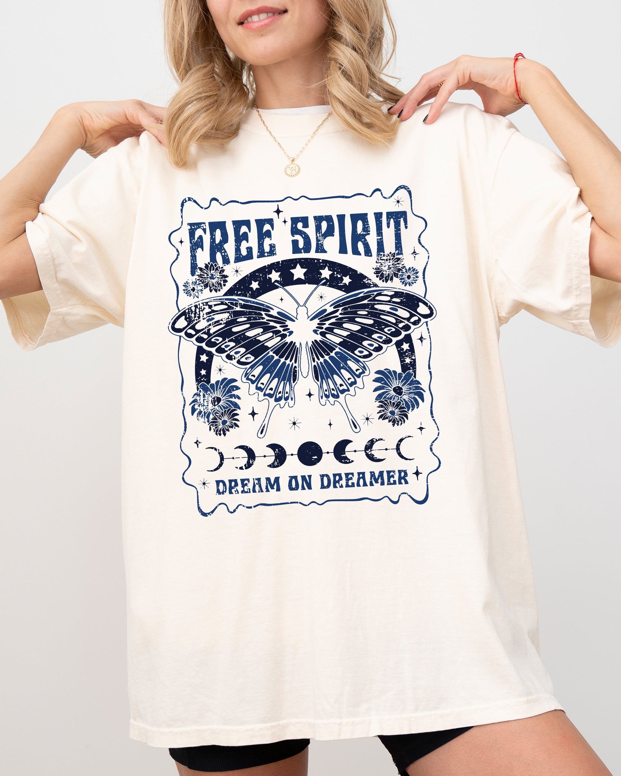 Free Spirit, Dream On Dreamer, Hippie, Psychedelic, Butterfly Comfort Colors Tee
