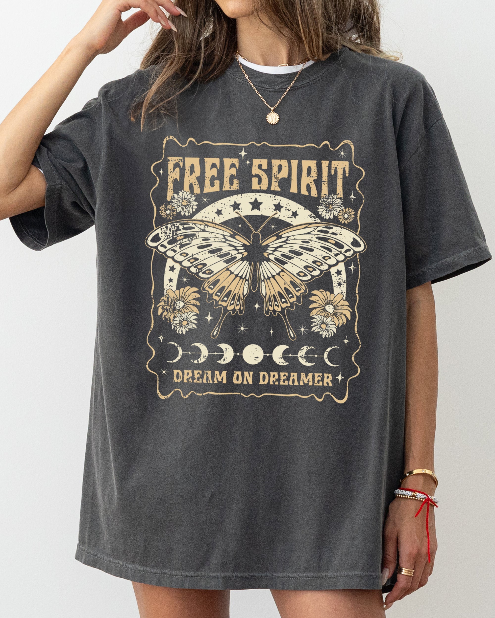 Free Spirit, Dream On Dreamer, Hippie, Psychedelic, Butterfly Comfort Colors Tee