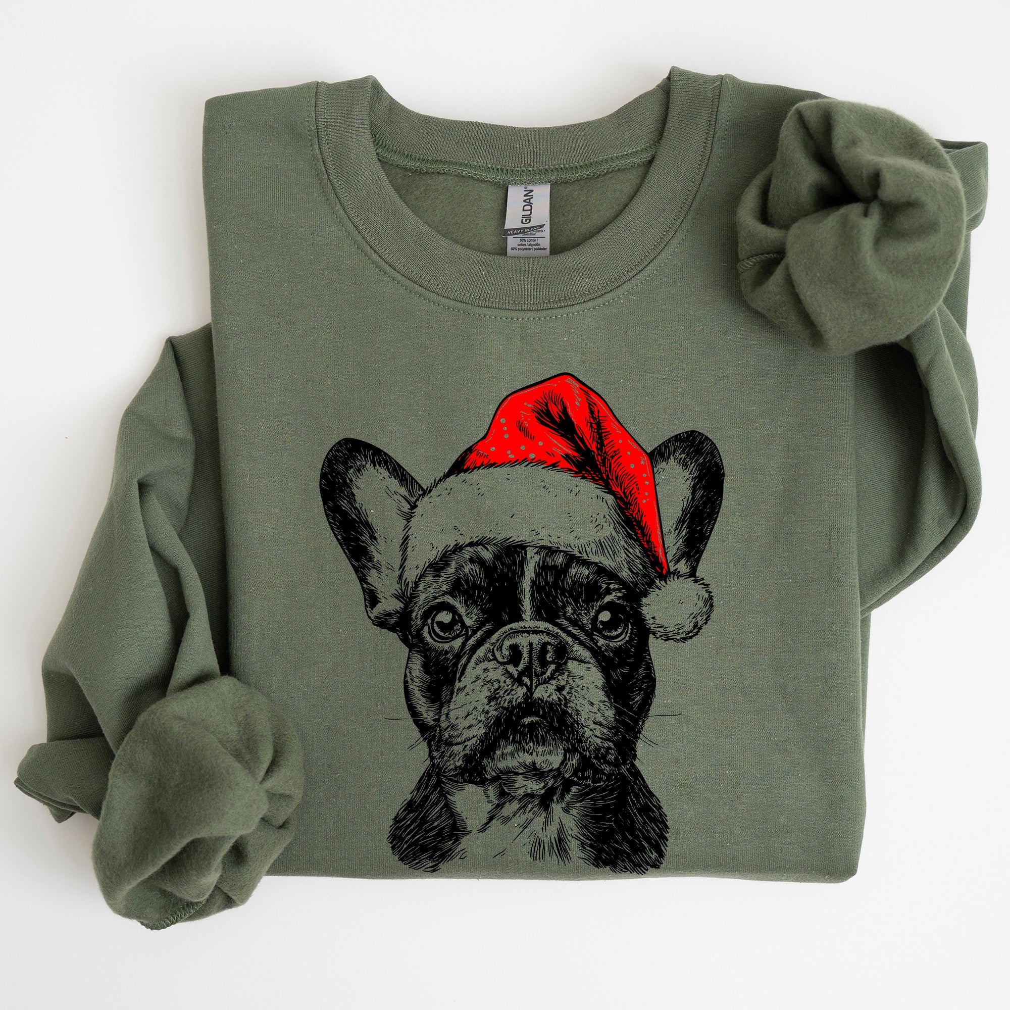 Frenchie Santa French Bulldog Christmas Dog Lover Festive Holiday Portrait Sweatshirt
