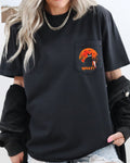 Funny Cat Halloween Spooky Pocket Witch Skeleton Ghost Bats Haunted House Comfort Colors Tee