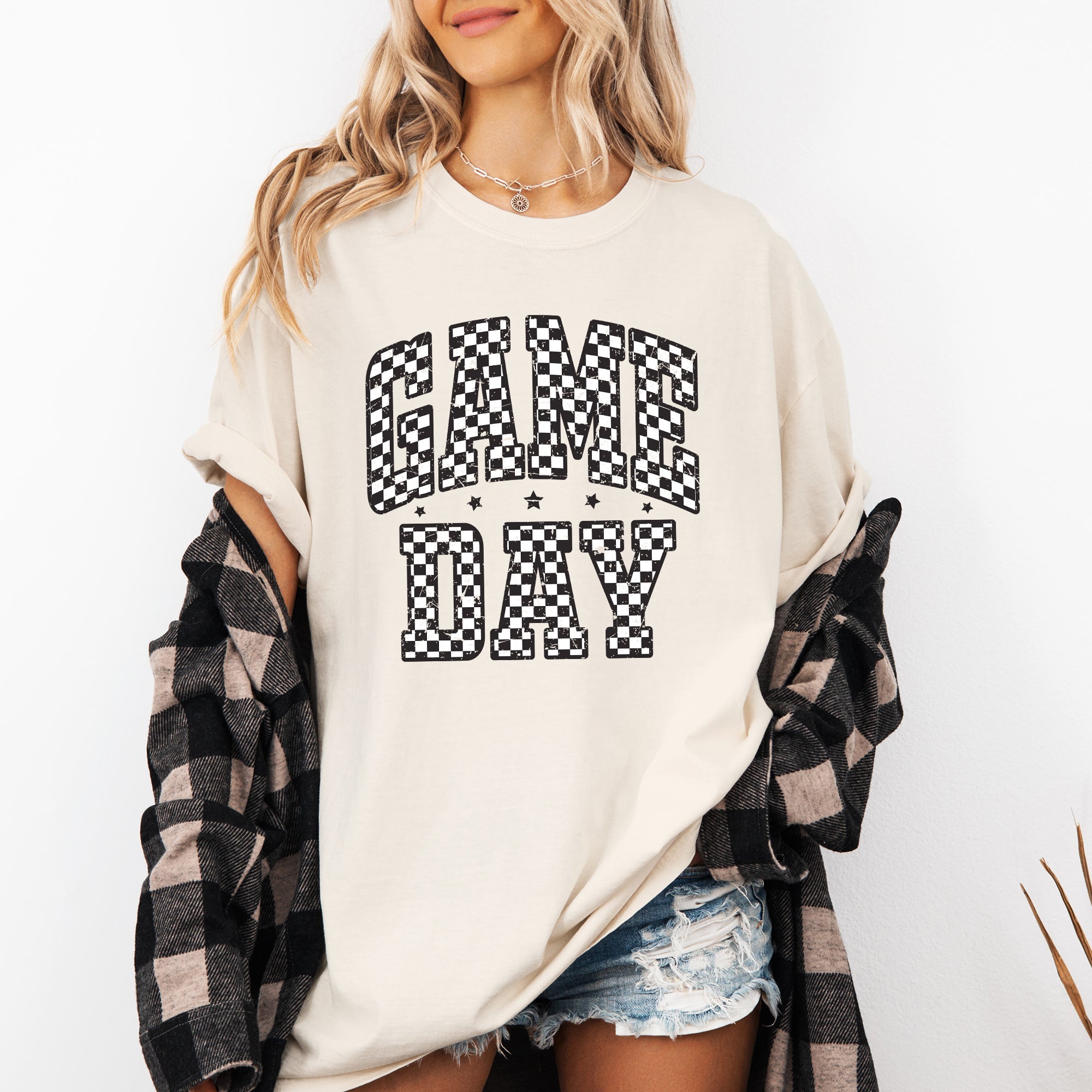 Game Day Checkered Tailgate Party Football Big Game Vintage Edition Comfort Colors Tee