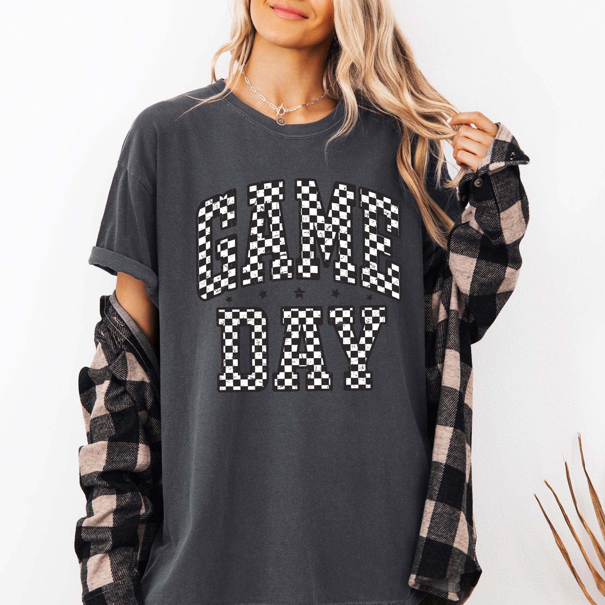 Game Day Checkered Tailgate Party Football Big Game Vintage Edition Comfort Colors Tee