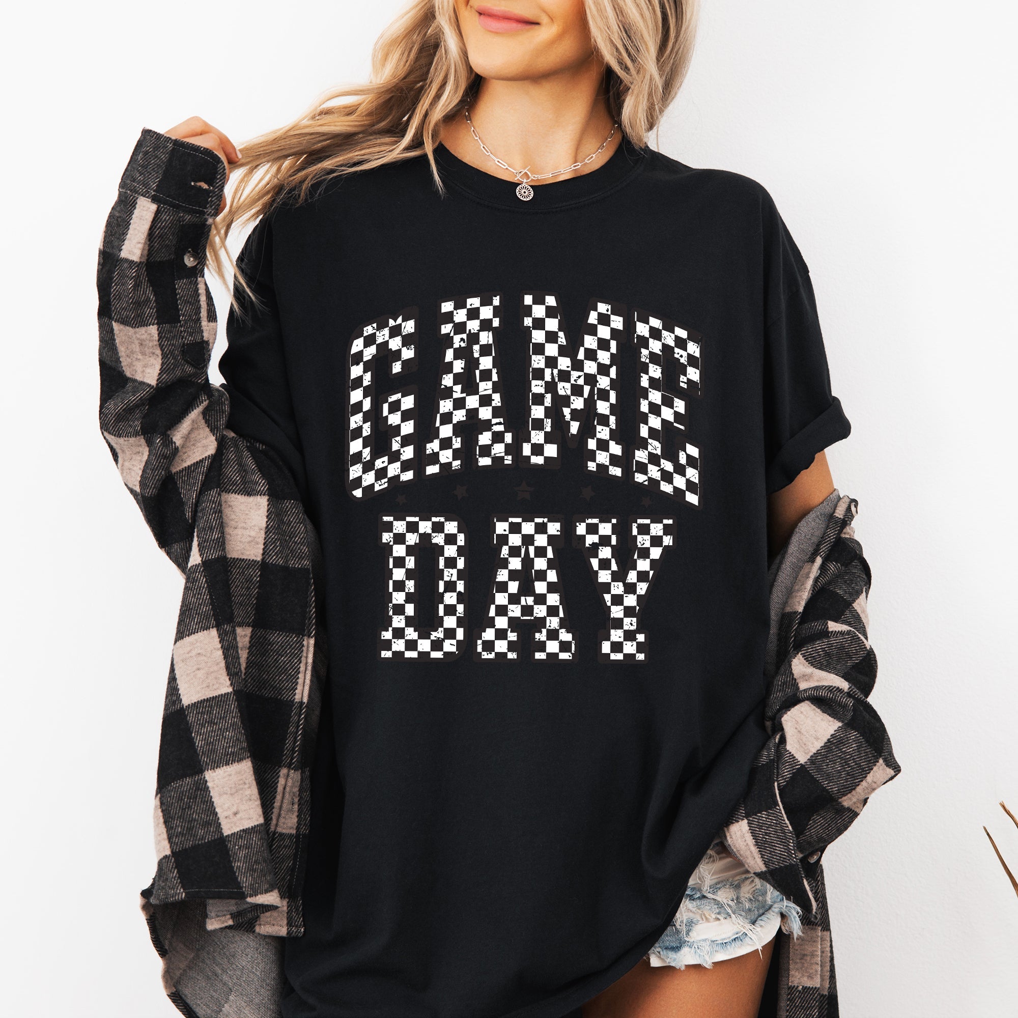 Game Day Checkered Tailgate Party Football Big Game Vintage Edition Comfort Colors Tee