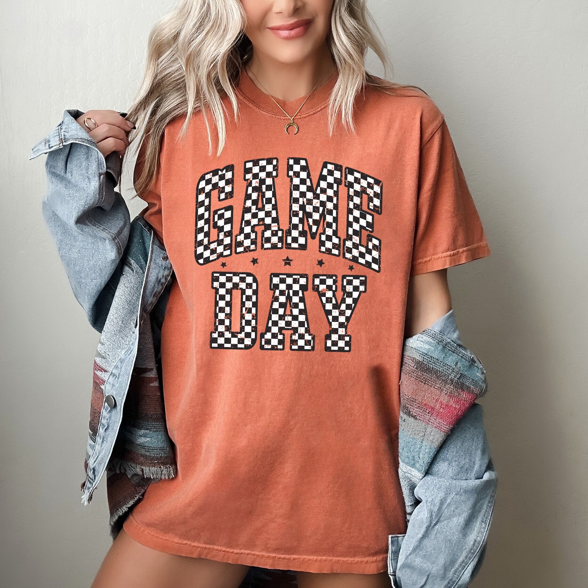 Game Day Checkered Tailgate Party Football Big Game Vintage Edition Comfort Colors Tee
