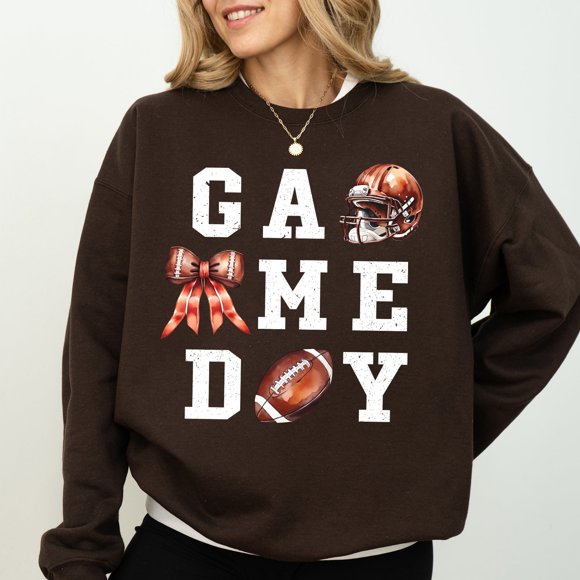 Game Day Coquette Ribbon Girly Football Sports Big Game Touchdown Tailgate Party Sweatshirt