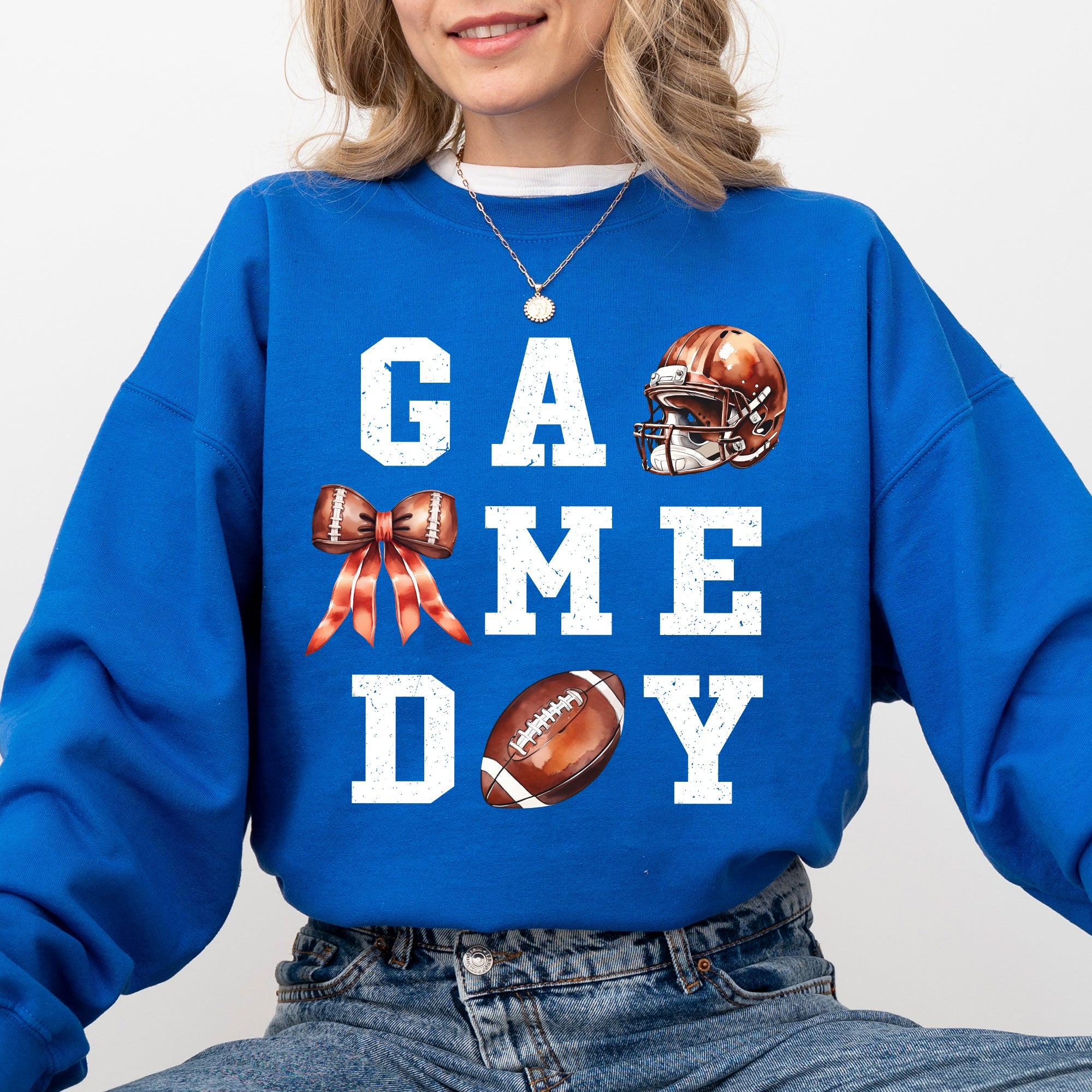 Game Day Coquette Ribbon Girly Football Sports Big Game Touchdown Tailgate Party Sweatshirt