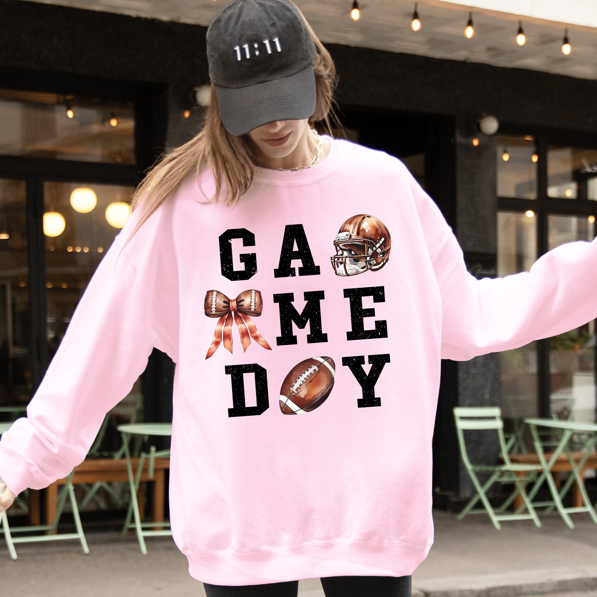 Game Day Coquette Ribbon Girly Football Sports Big Game Touchdown Tailgate Party Sweatshirt