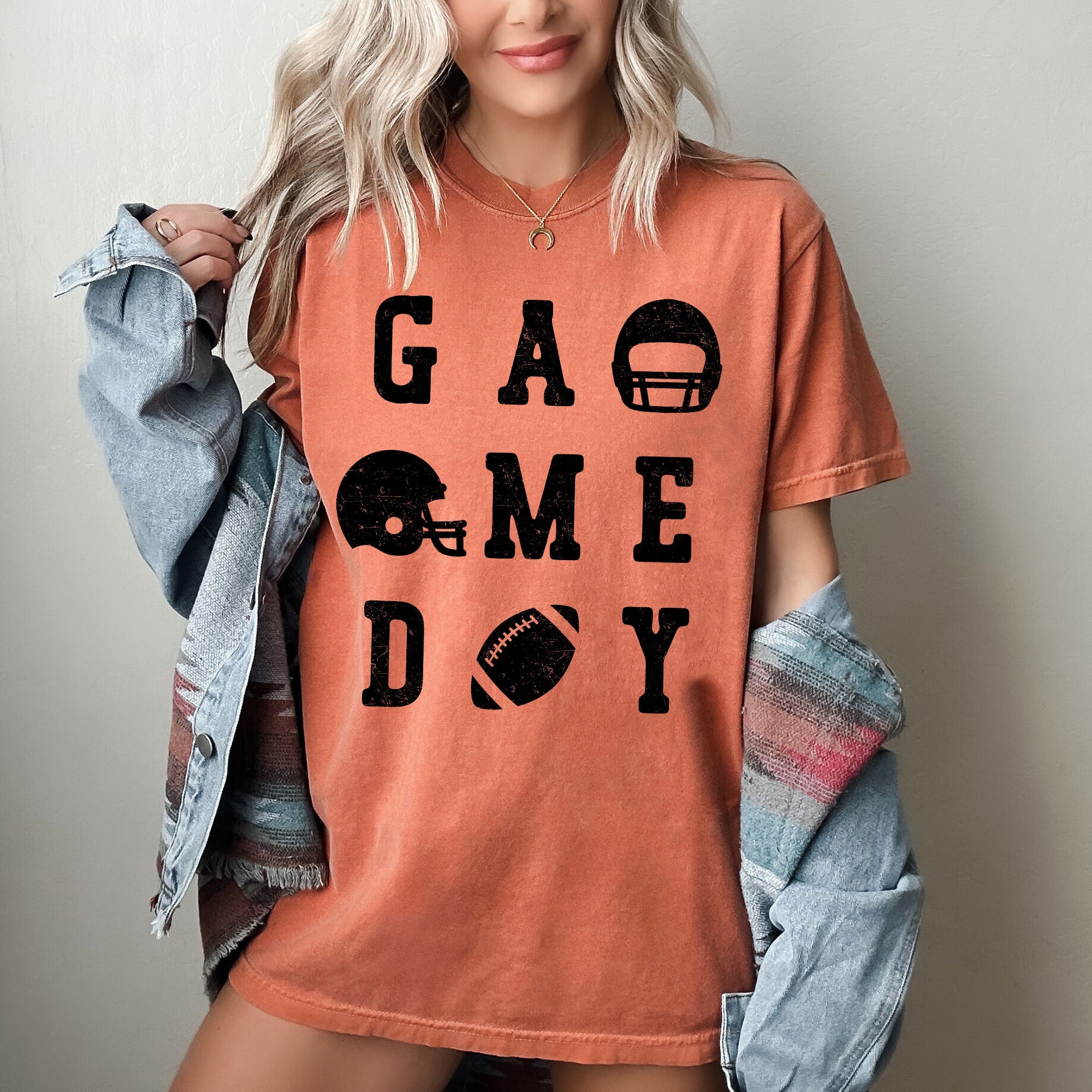 Game Day Football Helmet Tailgate Party Touchdown Big Game Sports Fan Edition Comfort Colors Tee