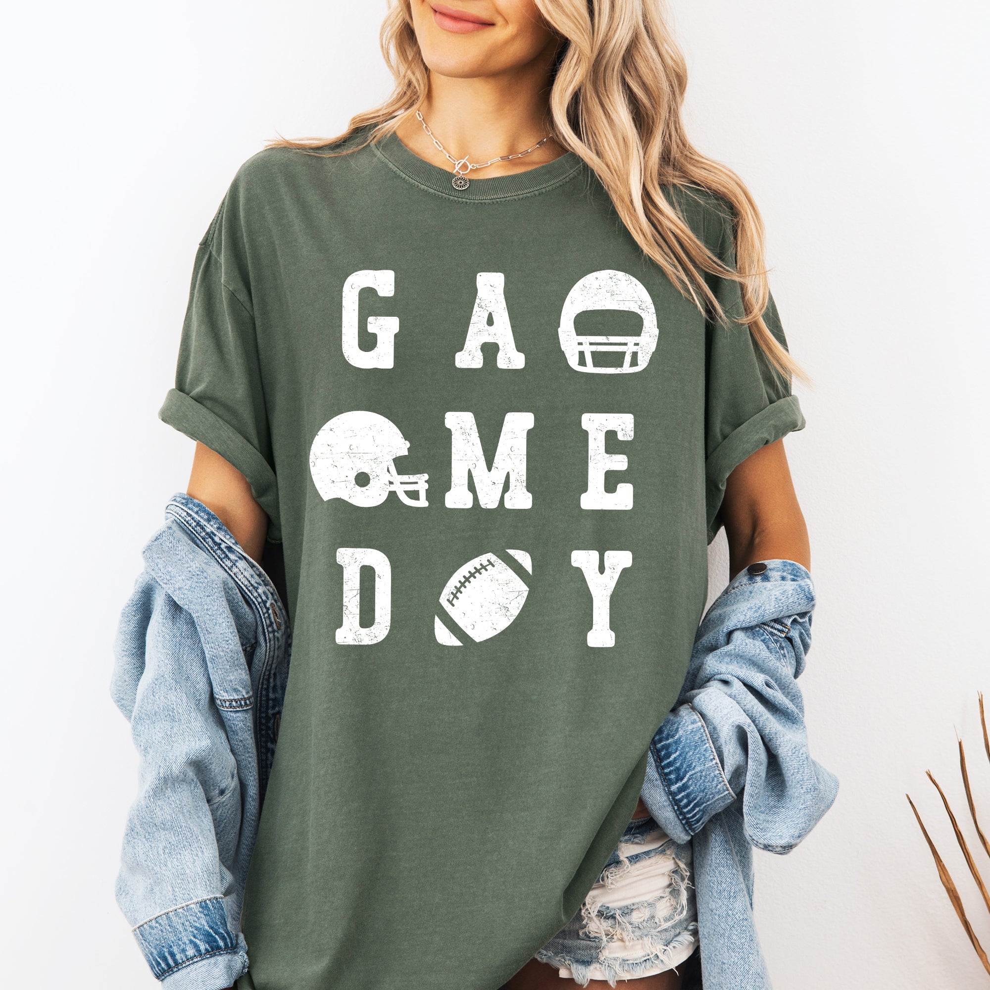 Game Day Football Helmet Tailgate Party Touchdown Big Game Sports Fan Edition Comfort Colors Tee