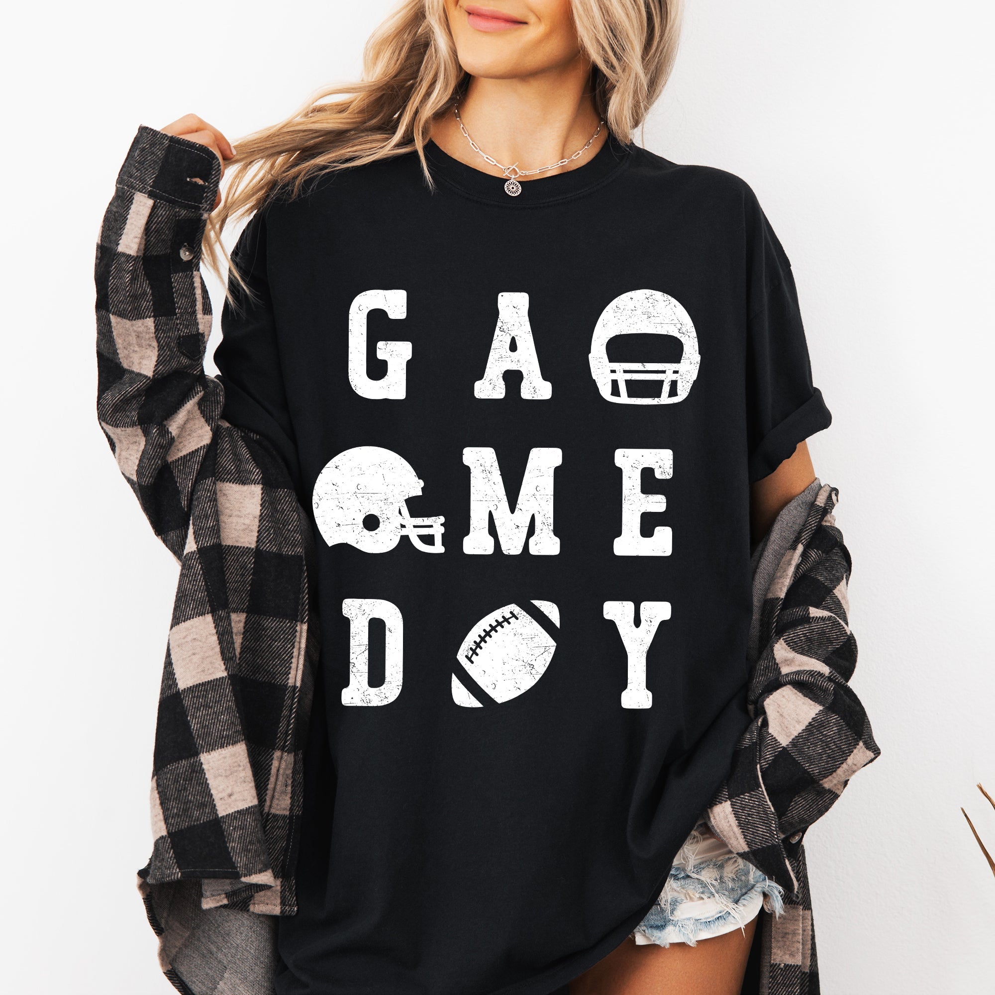 Game Day Football Helmet Tailgate Party Touchdown Big Game Sports Fan Edition Comfort Colors Tee