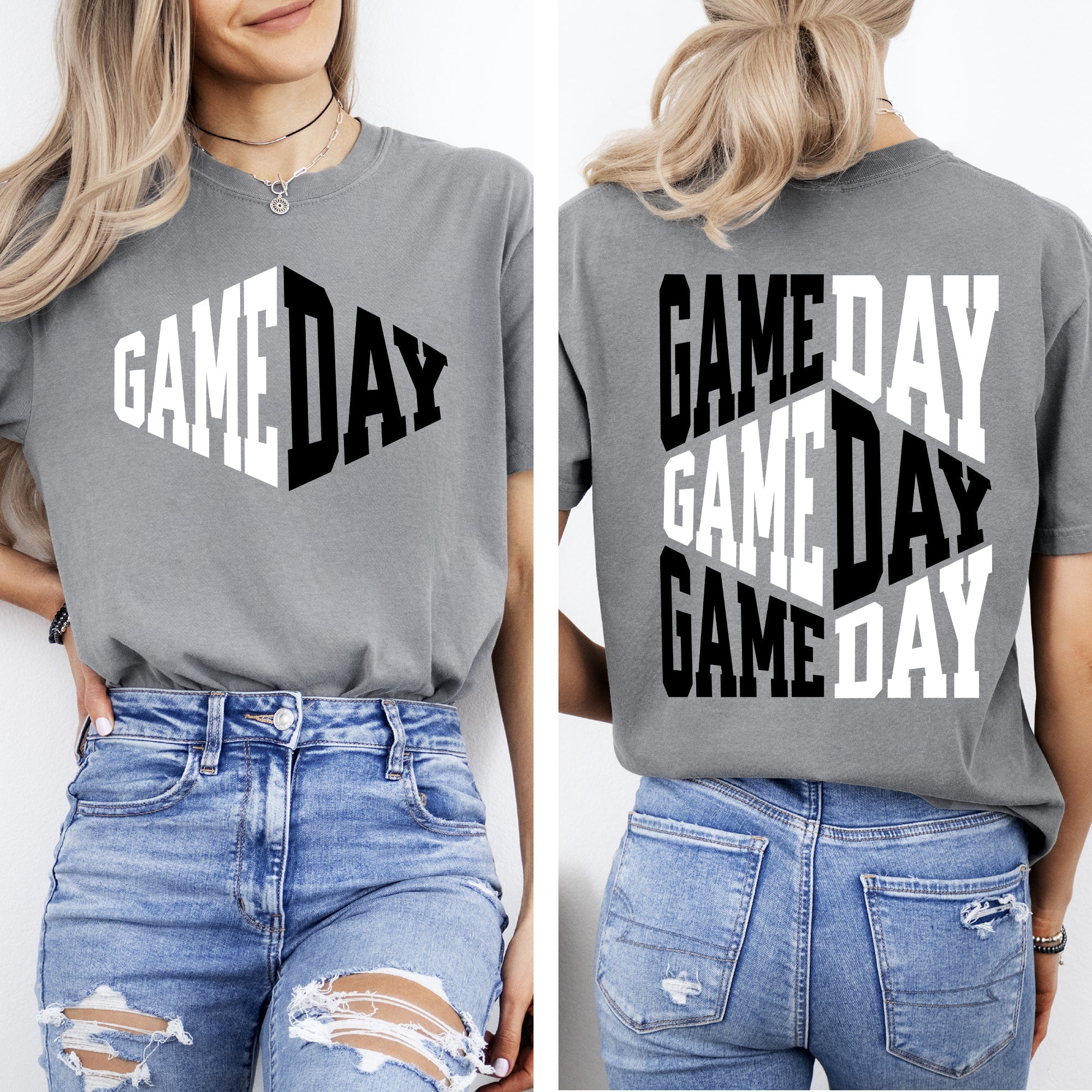 Game Day Front And Back Cheer Football Sports Big Game Touchdown Tailgate Party Comfort Colors Tee