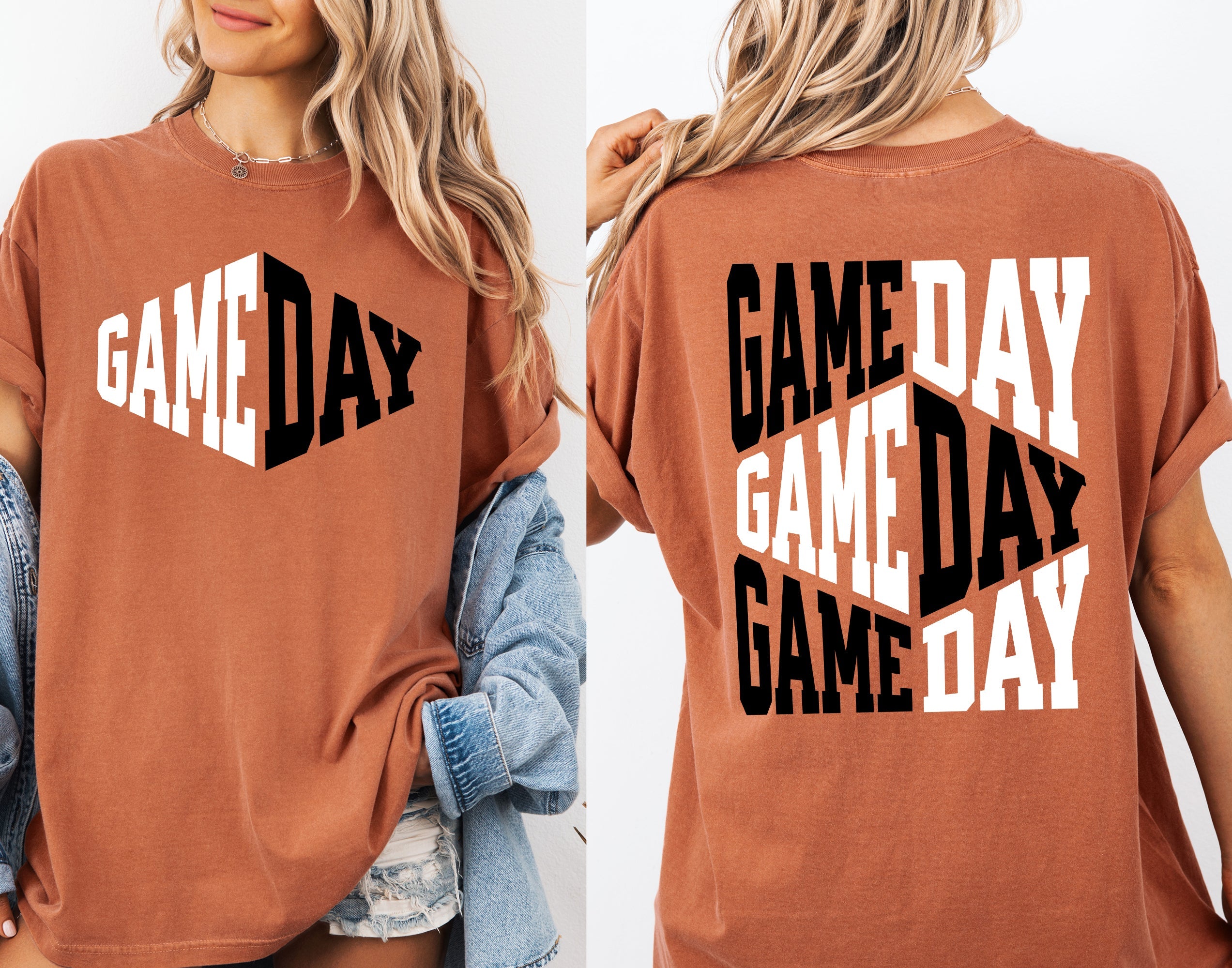 Game Day Front And Back Cheer Football Sports Big Game Touchdown Tailgate Party Comfort Colors Tee