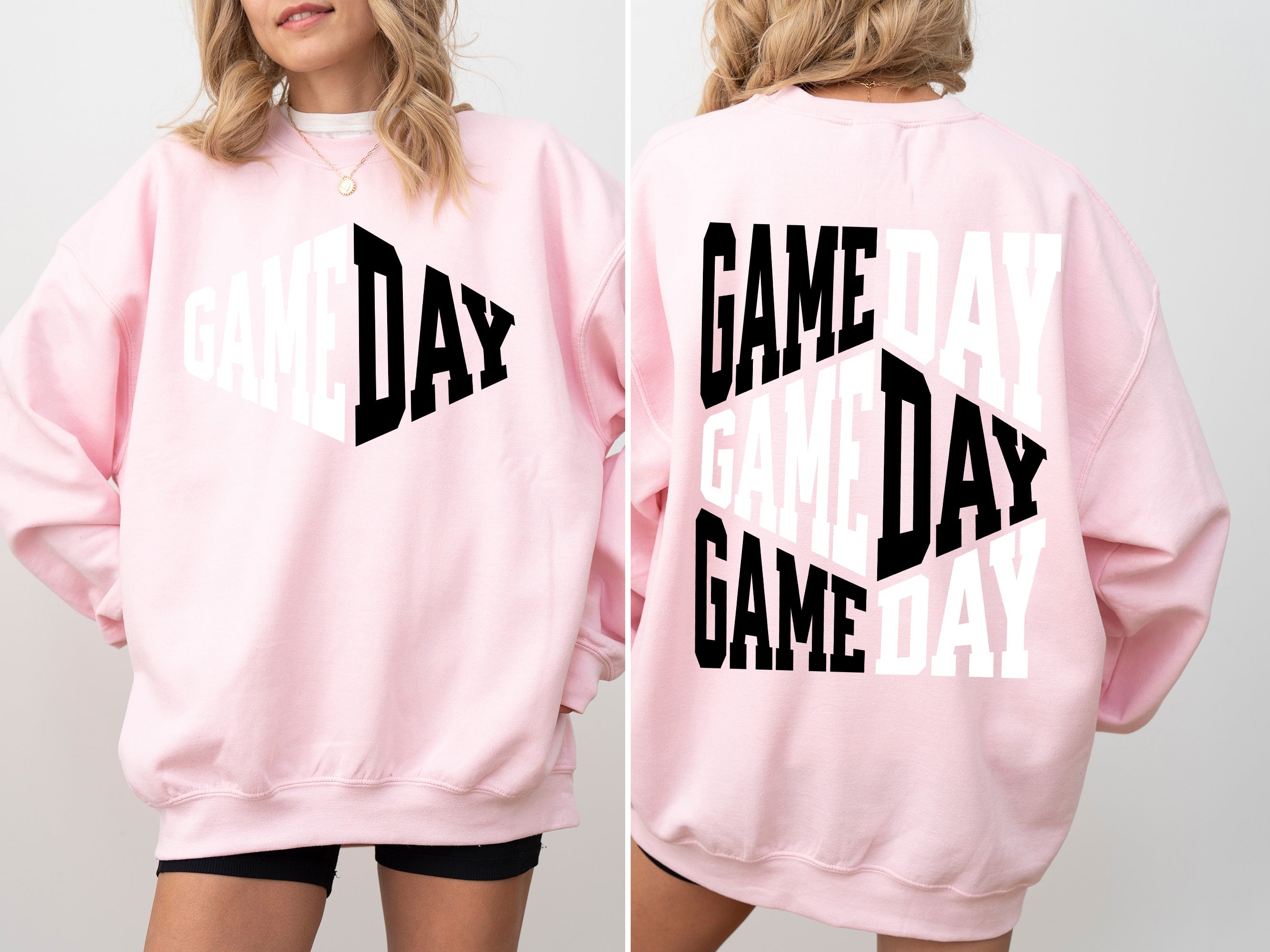 Game Day Front And Back Cheer Football Big Game Tailgate Party Team Spirit Sweatshirt