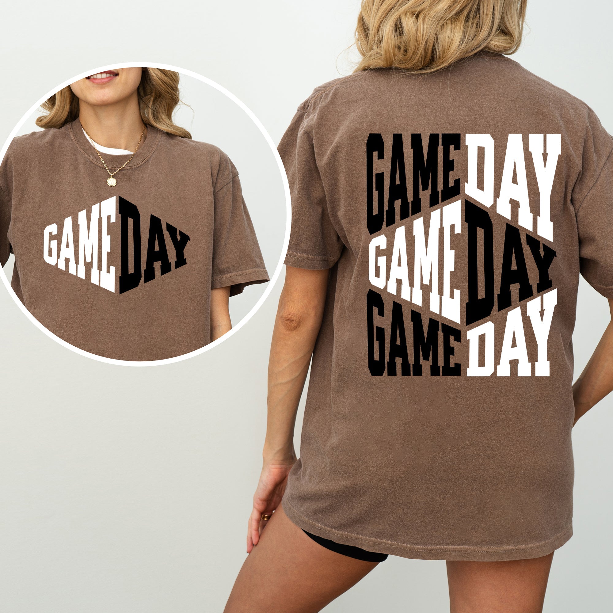 Game Day Front And Back Cheer Football Sports Big Game Touchdown Tailgate Party Comfort Colors Tee