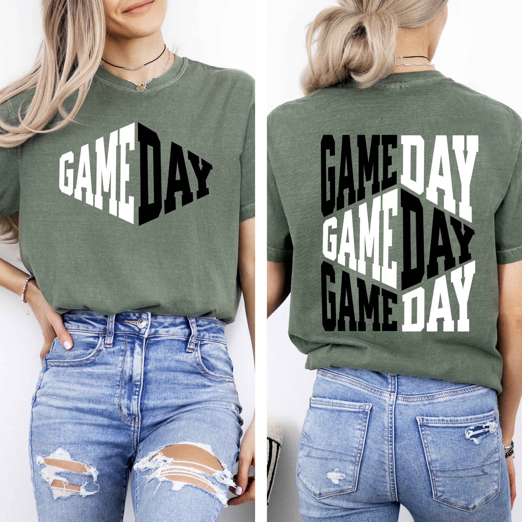 Game Day Front And Back Cheer Football Sports Big Game Touchdown Tailgate Party Comfort Colors Tee