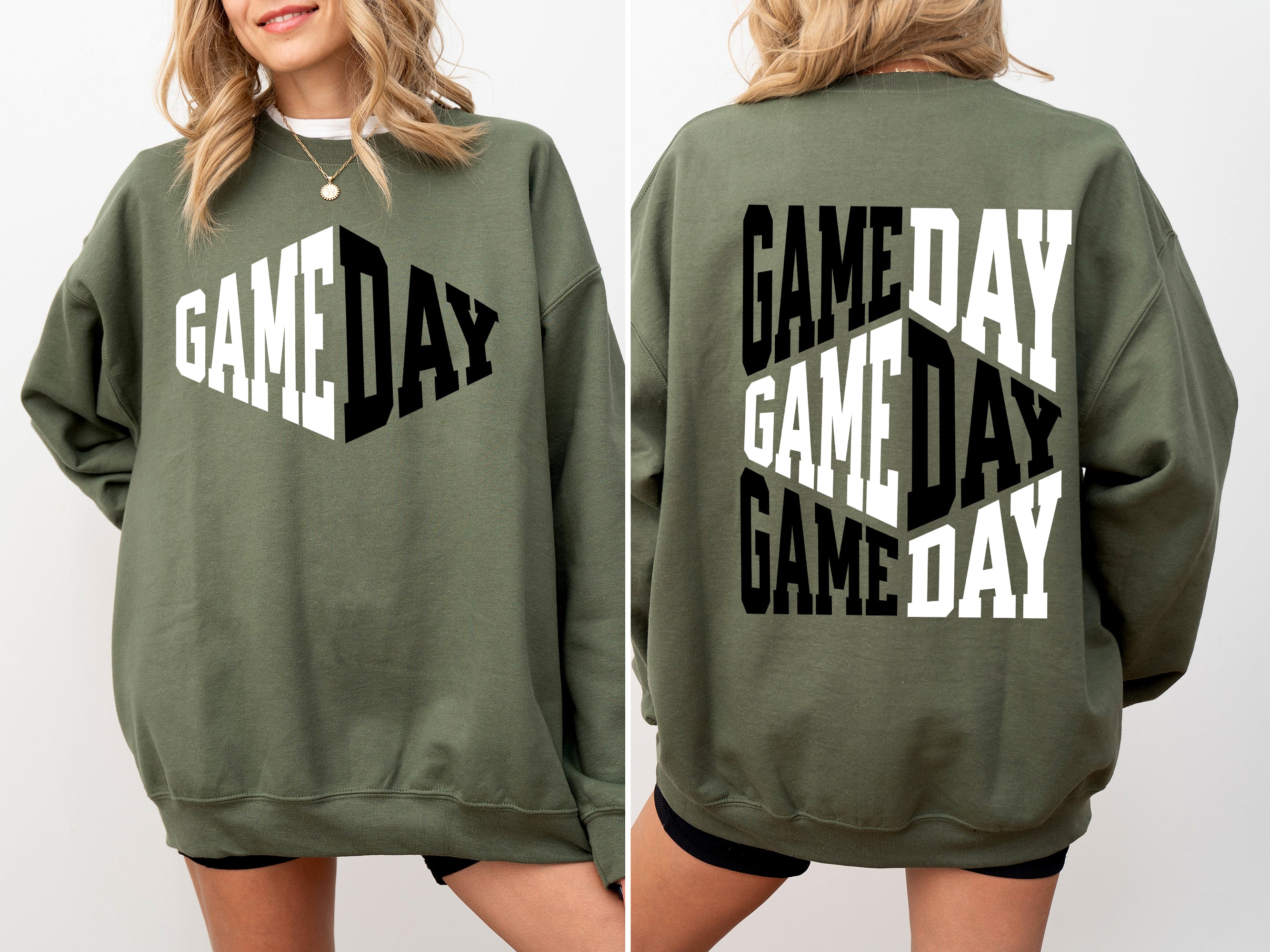 Game Day Front And Back Cheer Football Big Game Tailgate Party Team Spirit Sweatshirt