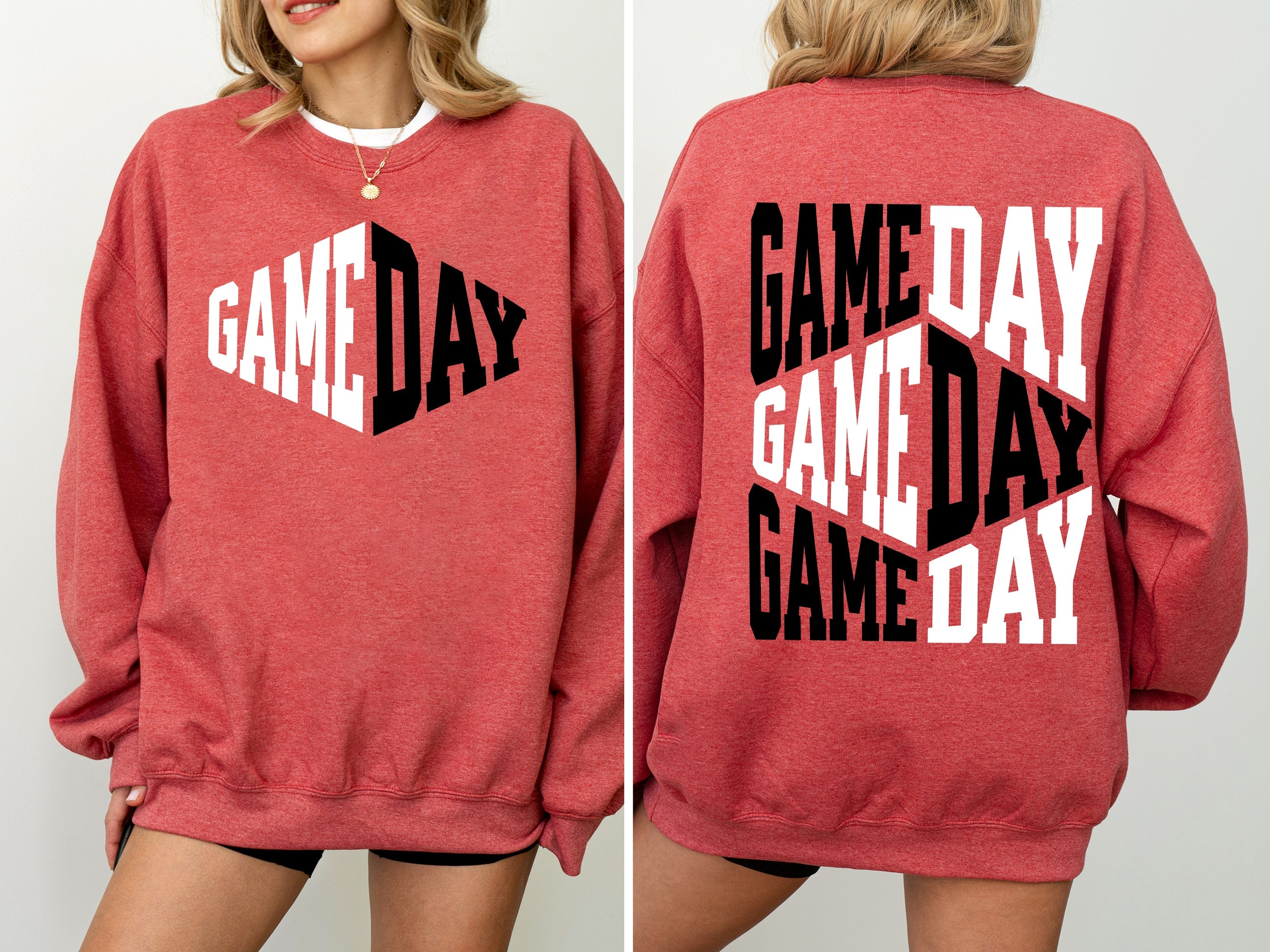 Game Day Front And Back Cheer Football Big Game Tailgate Party Team Spirit Sweatshirt