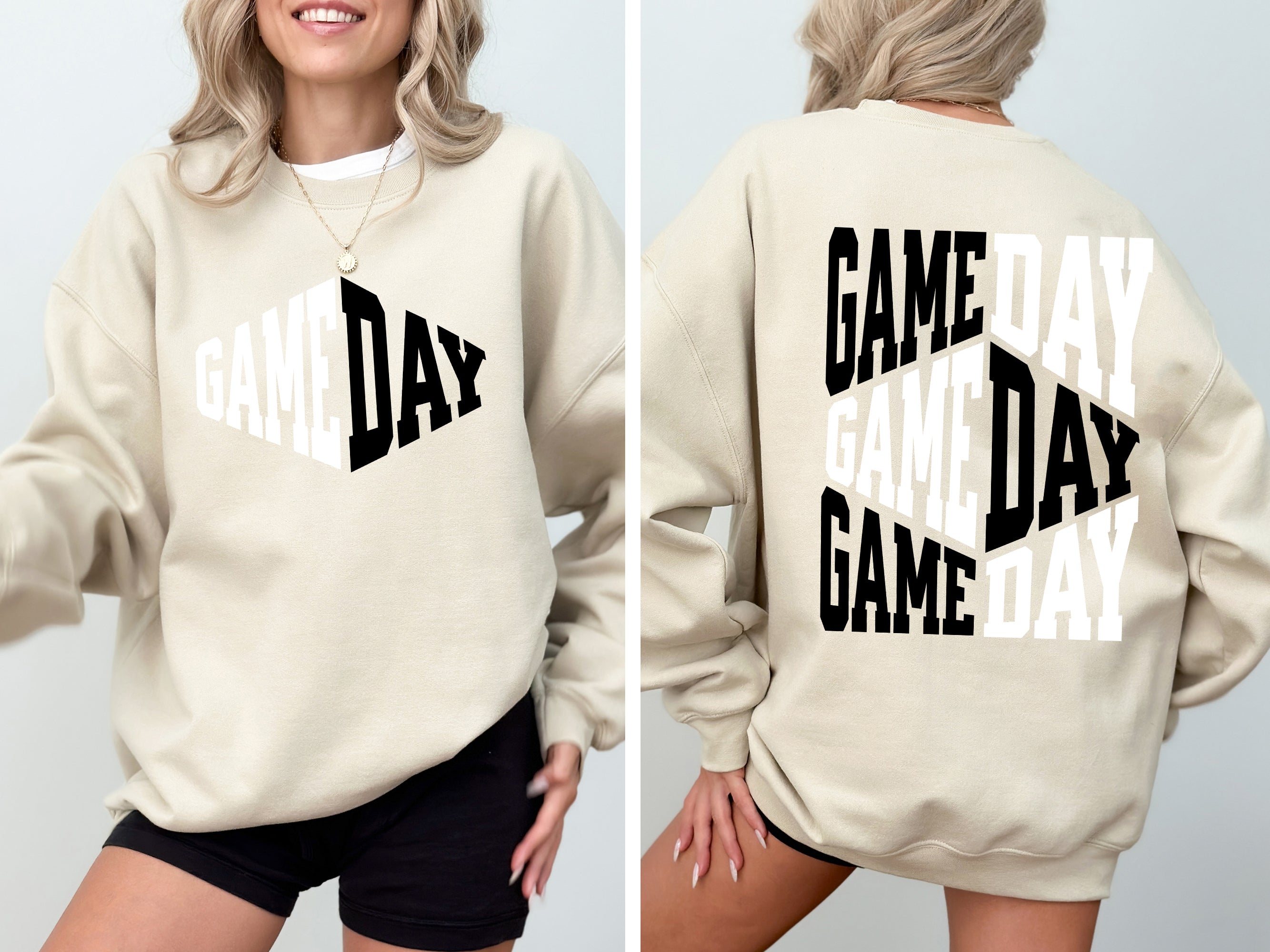 Game Day Front And Back Cheer Football Big Game Tailgate Party Team Spirit Sweatshirt