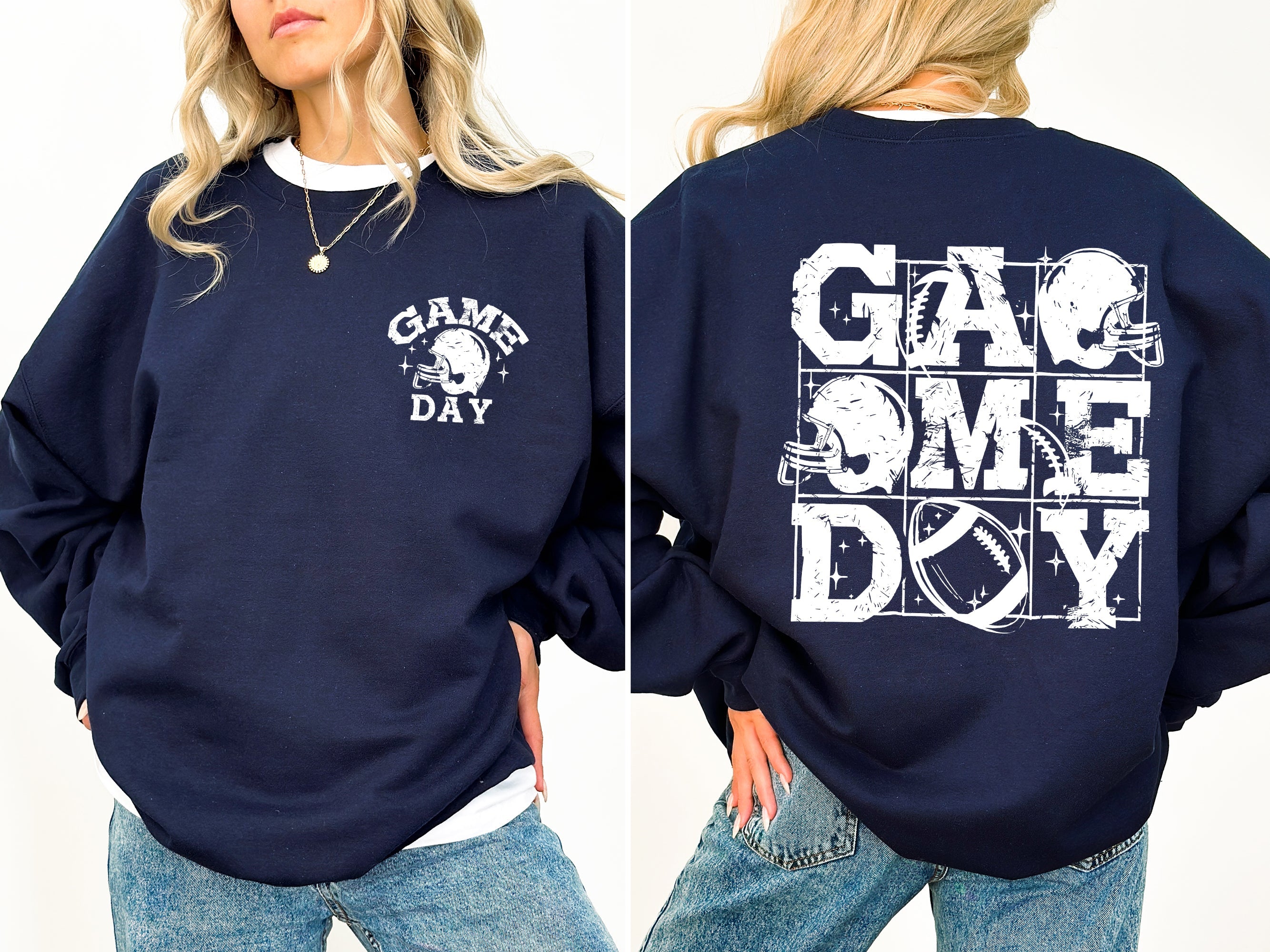 Game Day Front And Back Football Tailgate Party Big Game Touchdown Celebration Graphic Sweatshirt