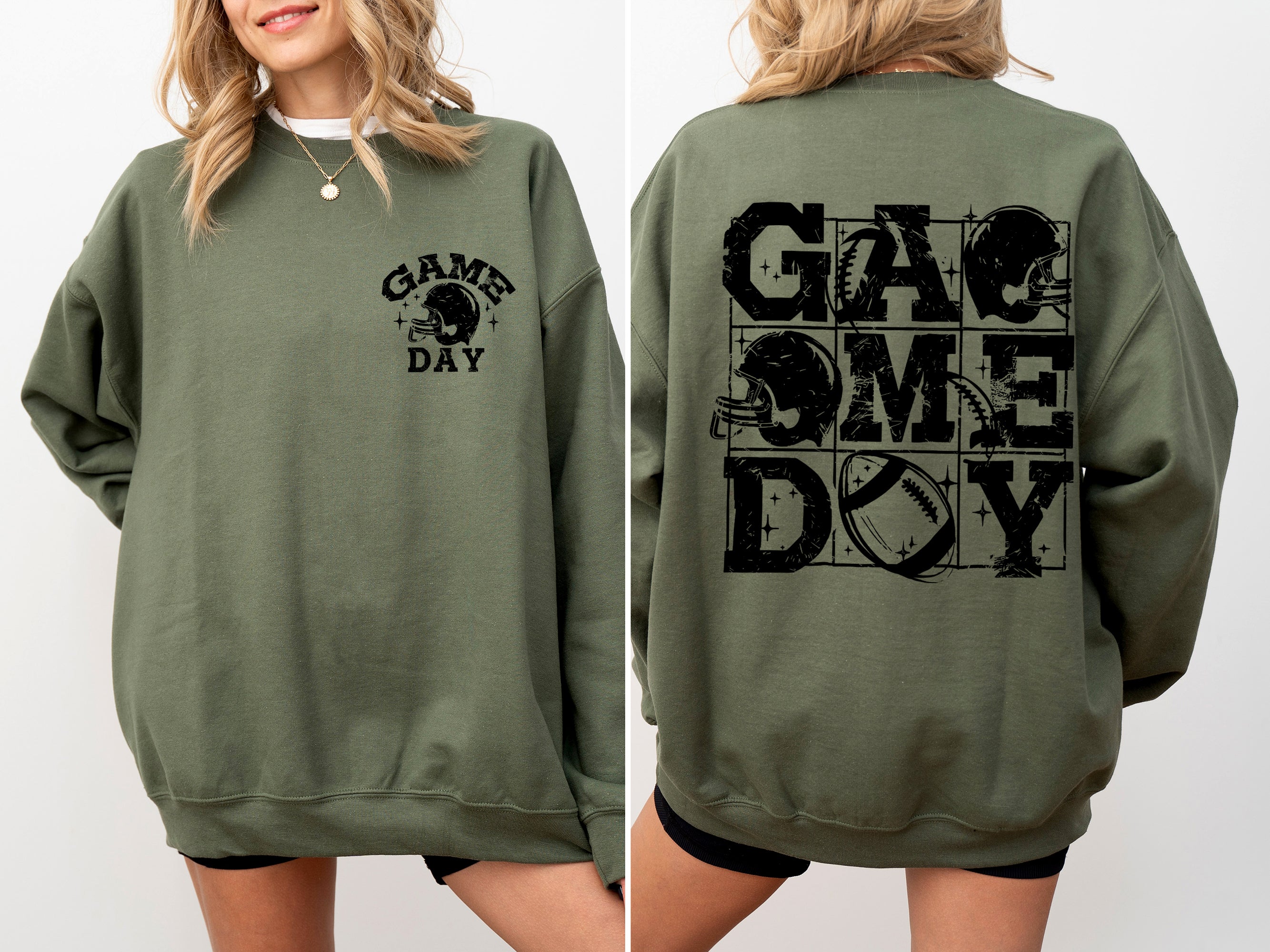 Game Day Front And Back Football Tailgate Party Big Game Touchdown Celebration Graphic Sweatshirt