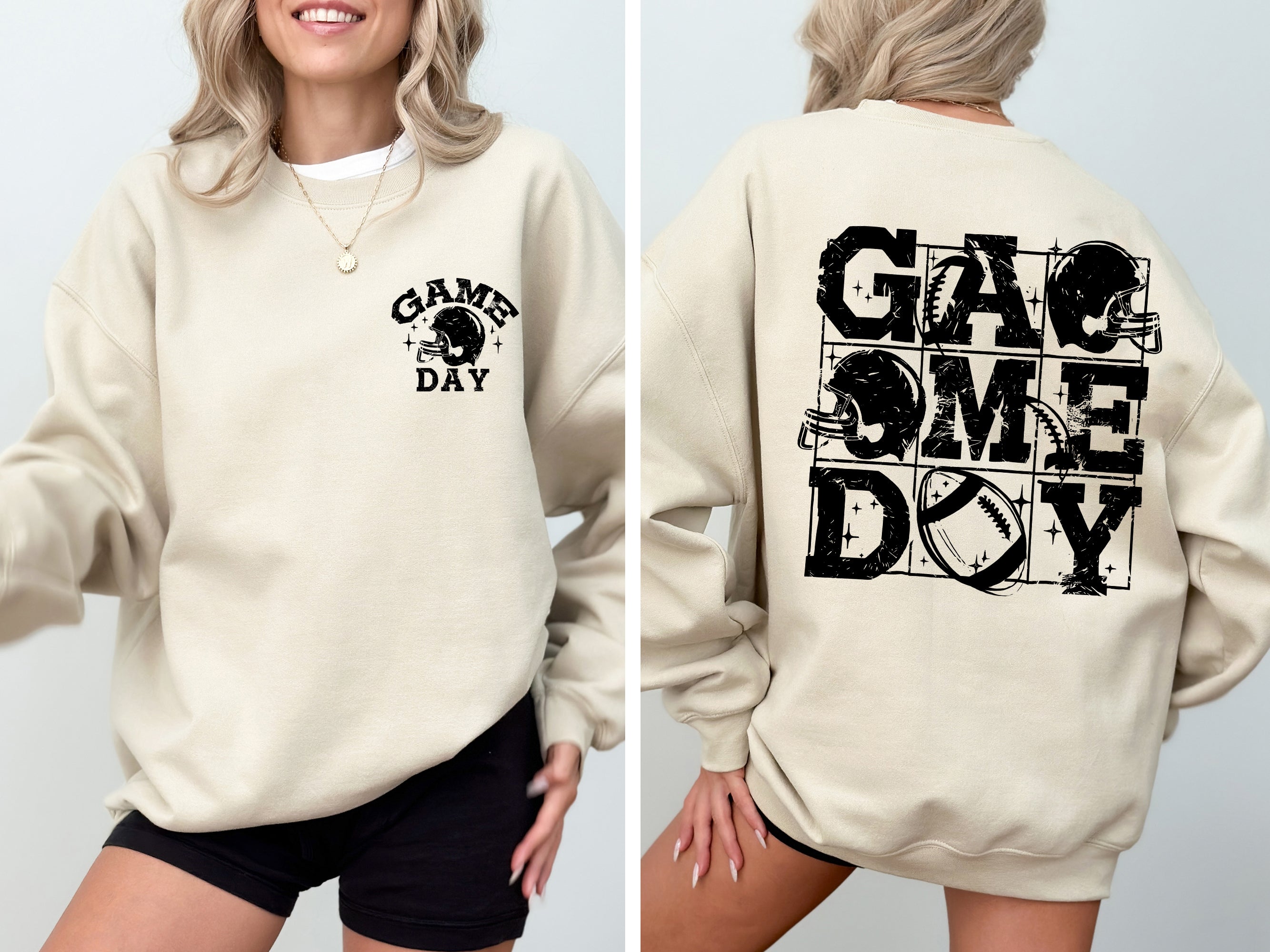 Game Day Front And Back Football Tailgate Party Big Game Touchdown Celebration Graphic Sweatshirt