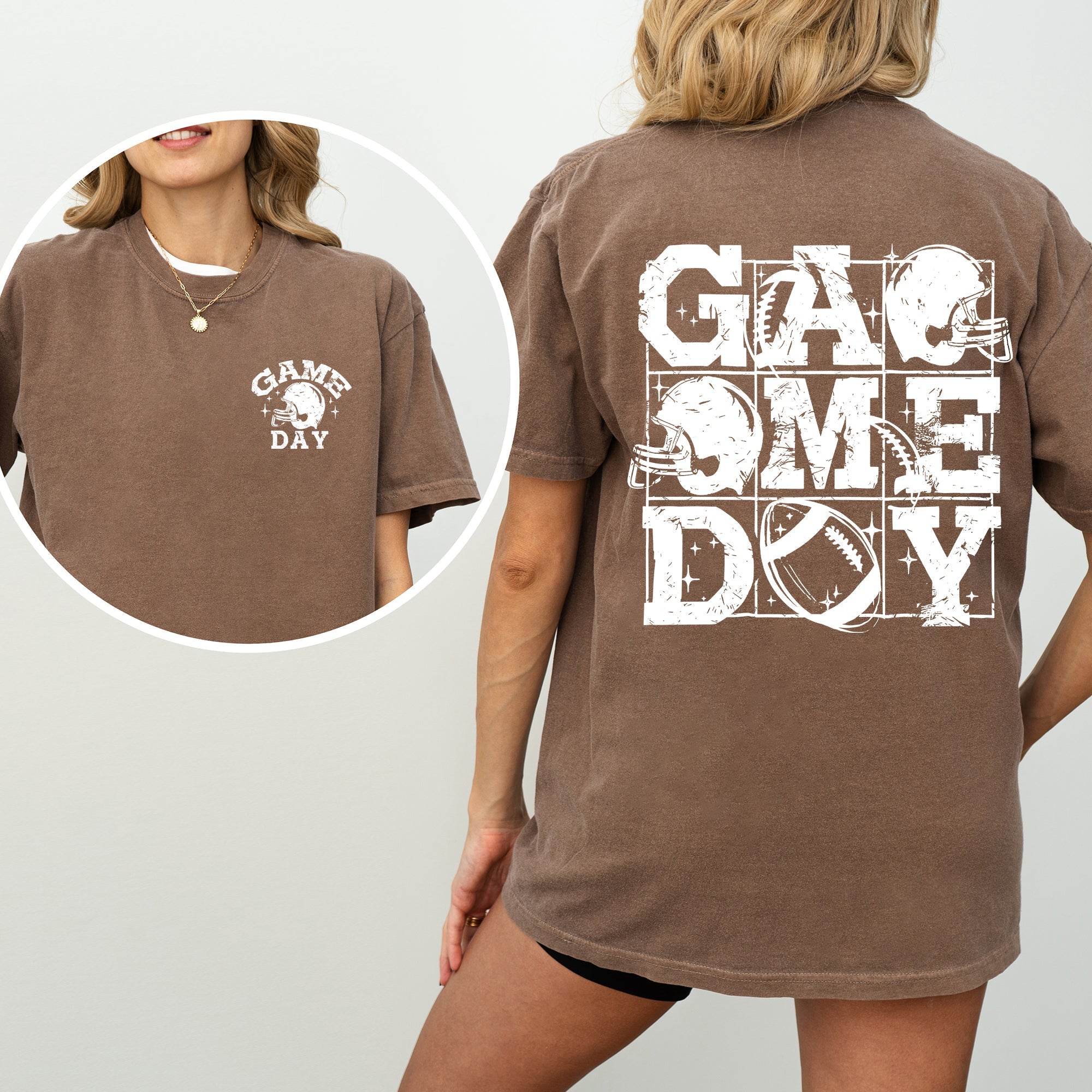 Game Day Front And Back Football Sports Big Game Touchdown Tailgate Party Comfort Colors Tee