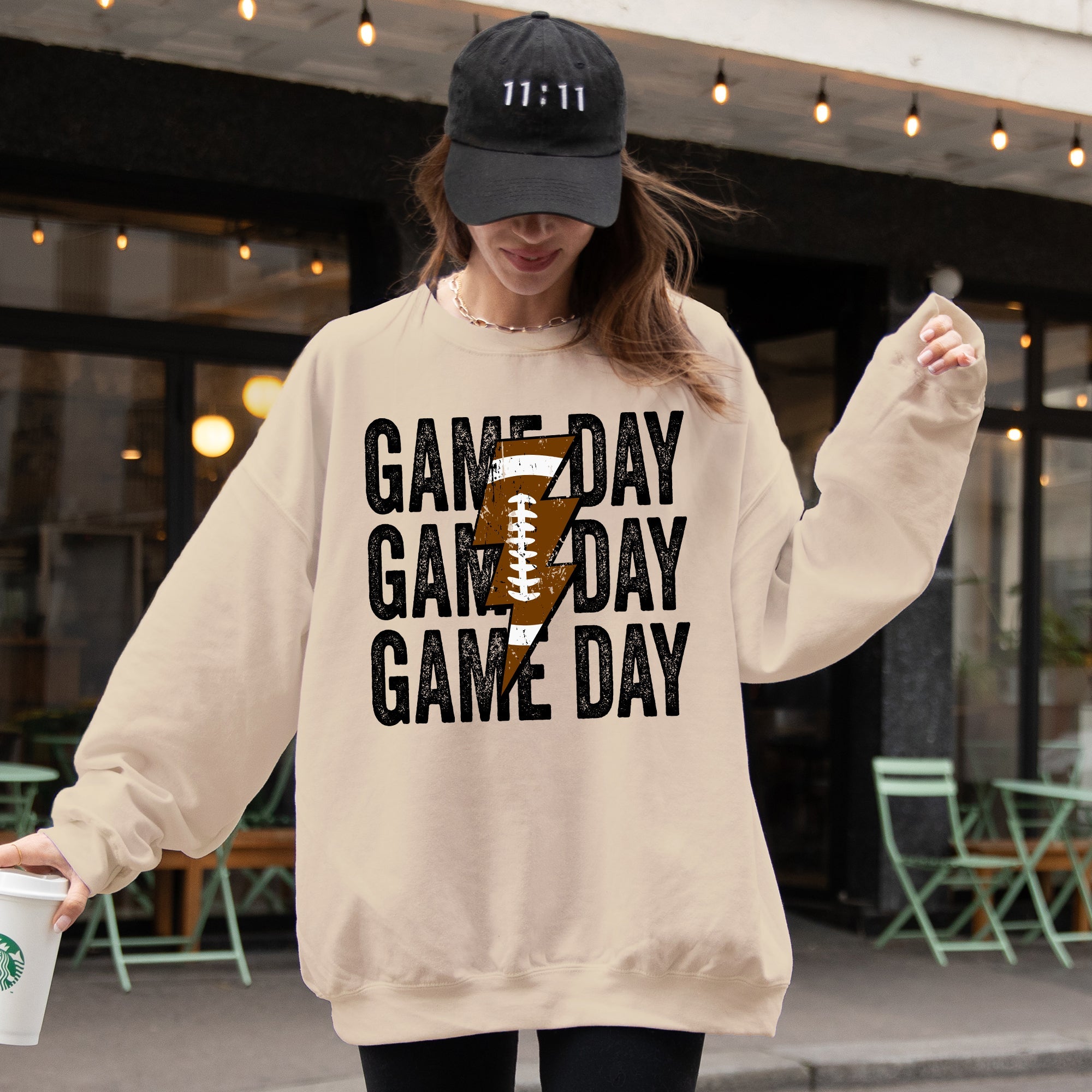 Game Day Lightning Bolt Football Sports Big Game Touchdown Tailgate Party Sweatshirt
