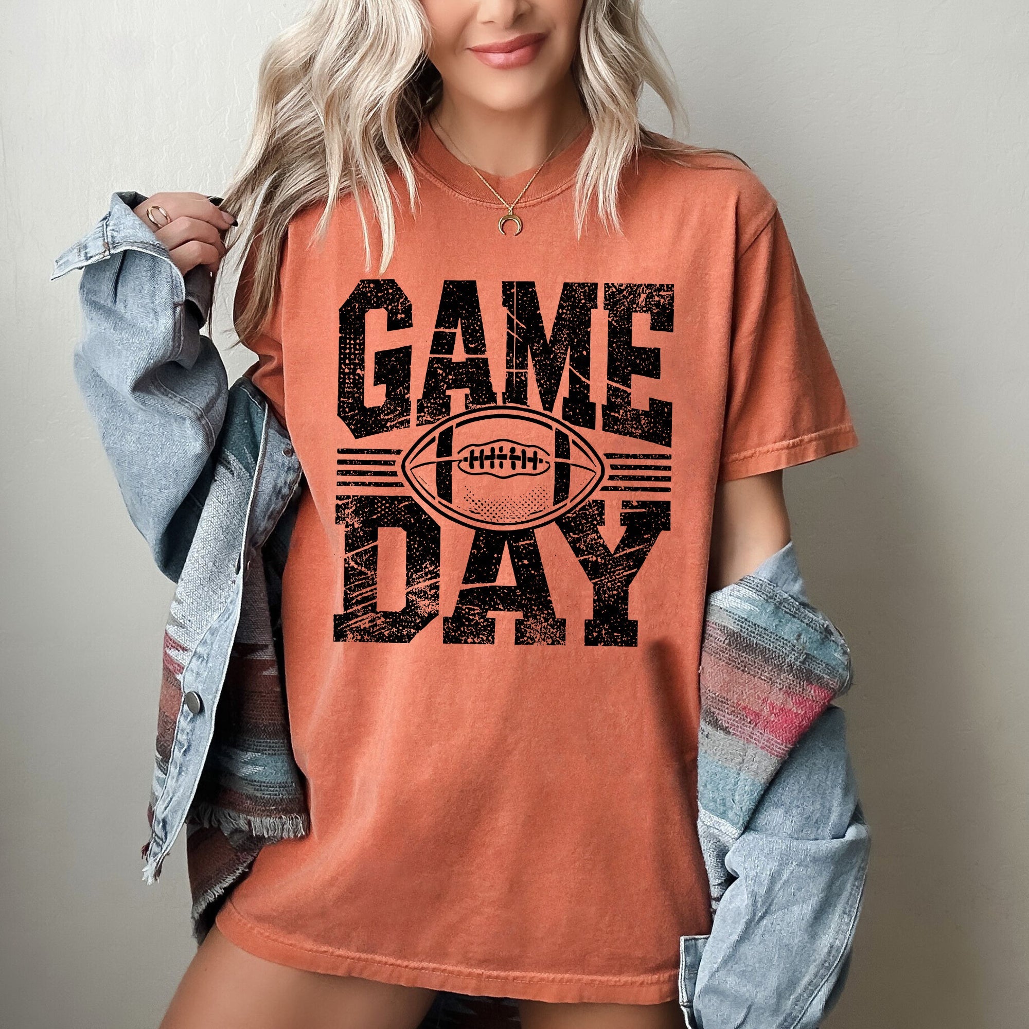 Game Day Varsity Football Tailgate Party Inspired Vintage Stadium Fans Comfort Colors Tee