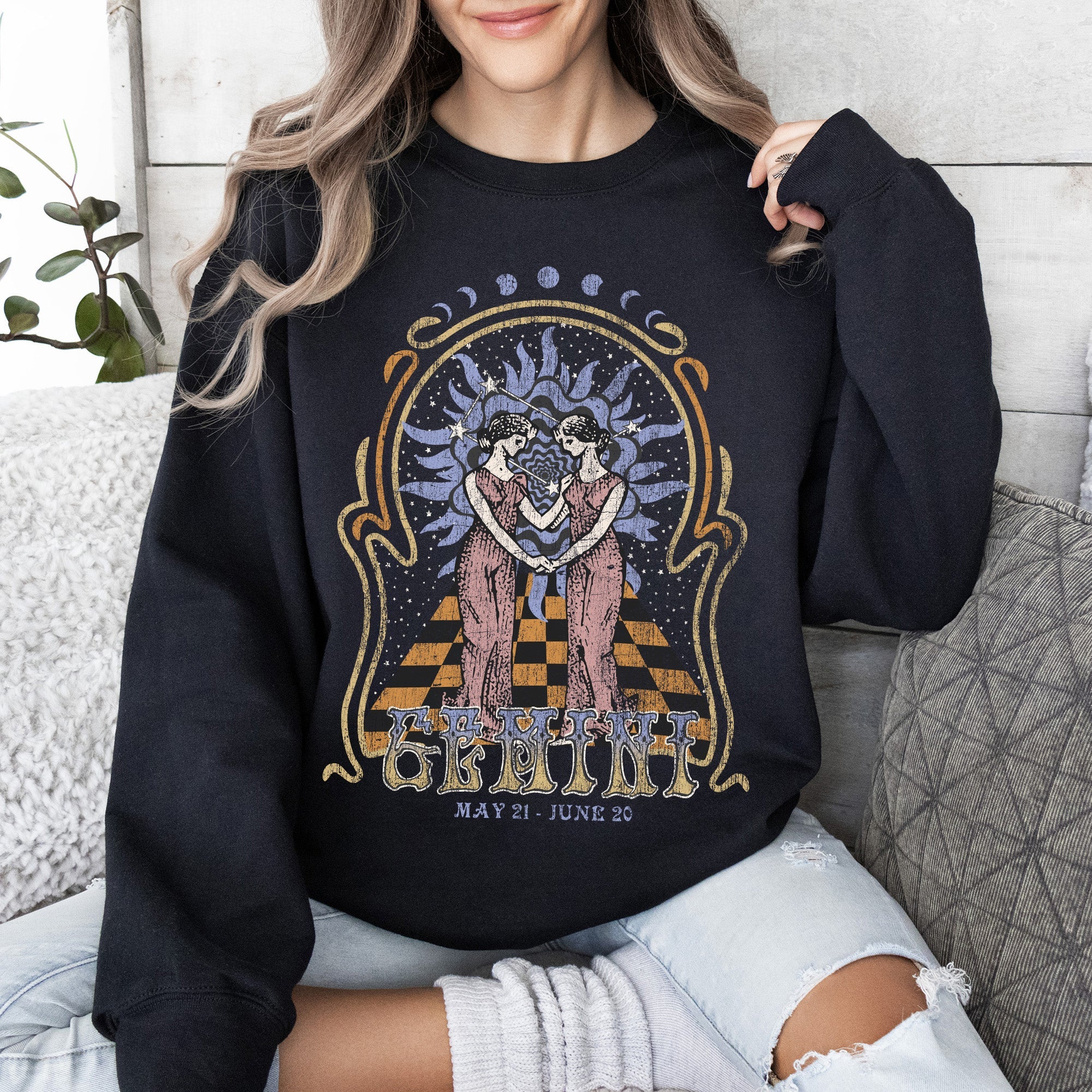 Gemini Zodiac Astrology Horoscope Celestial Sign Constellation Symbols Sweatshirt