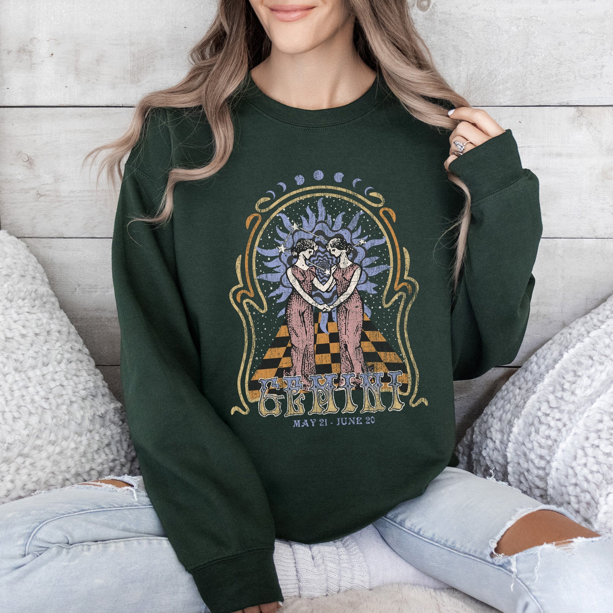 Gemini Zodiac Astrology Horoscope Celestial Sign Constellation Symbols Sweatshirt