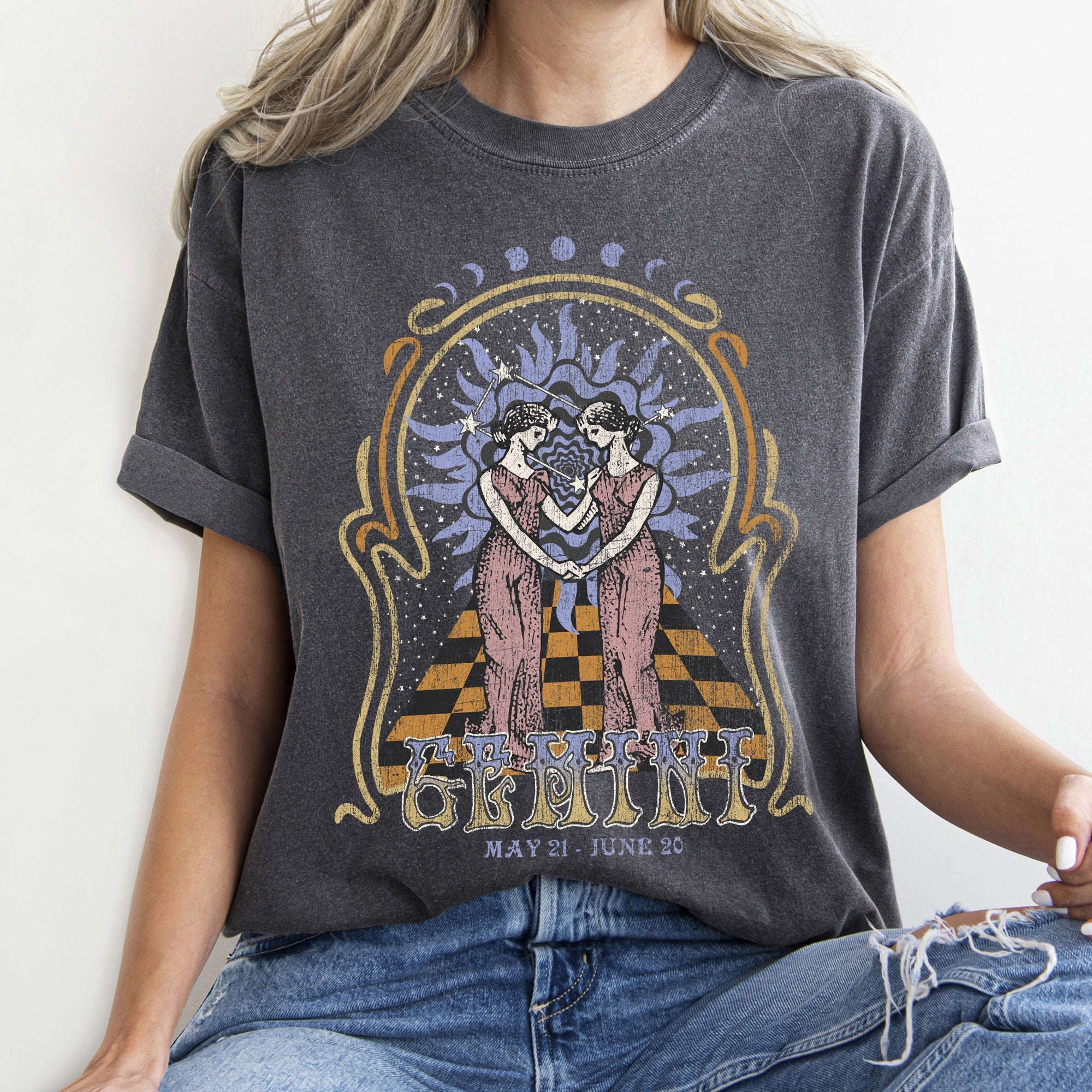 Gemini Zodiac Horoscope Astrology Cosmic Constellations Celestial Edition Comfort Colors Tee