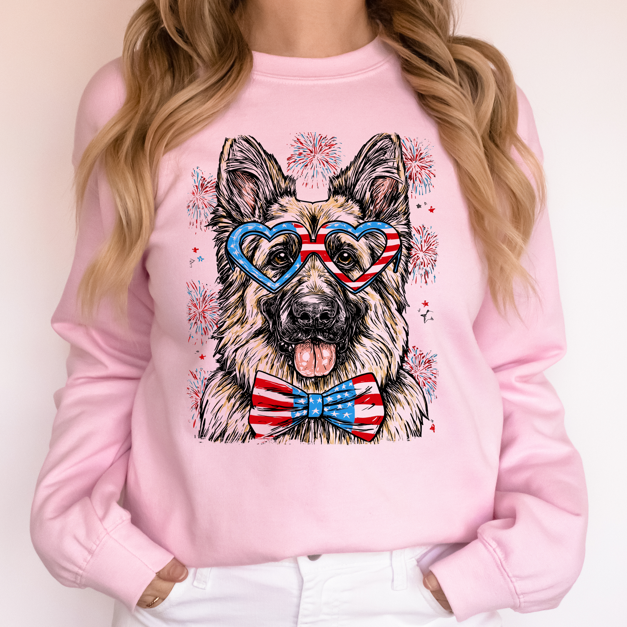 German Shepherd Patriotic Dog USA 4th of July Edition Flag Emblem Collection Sweatshirt