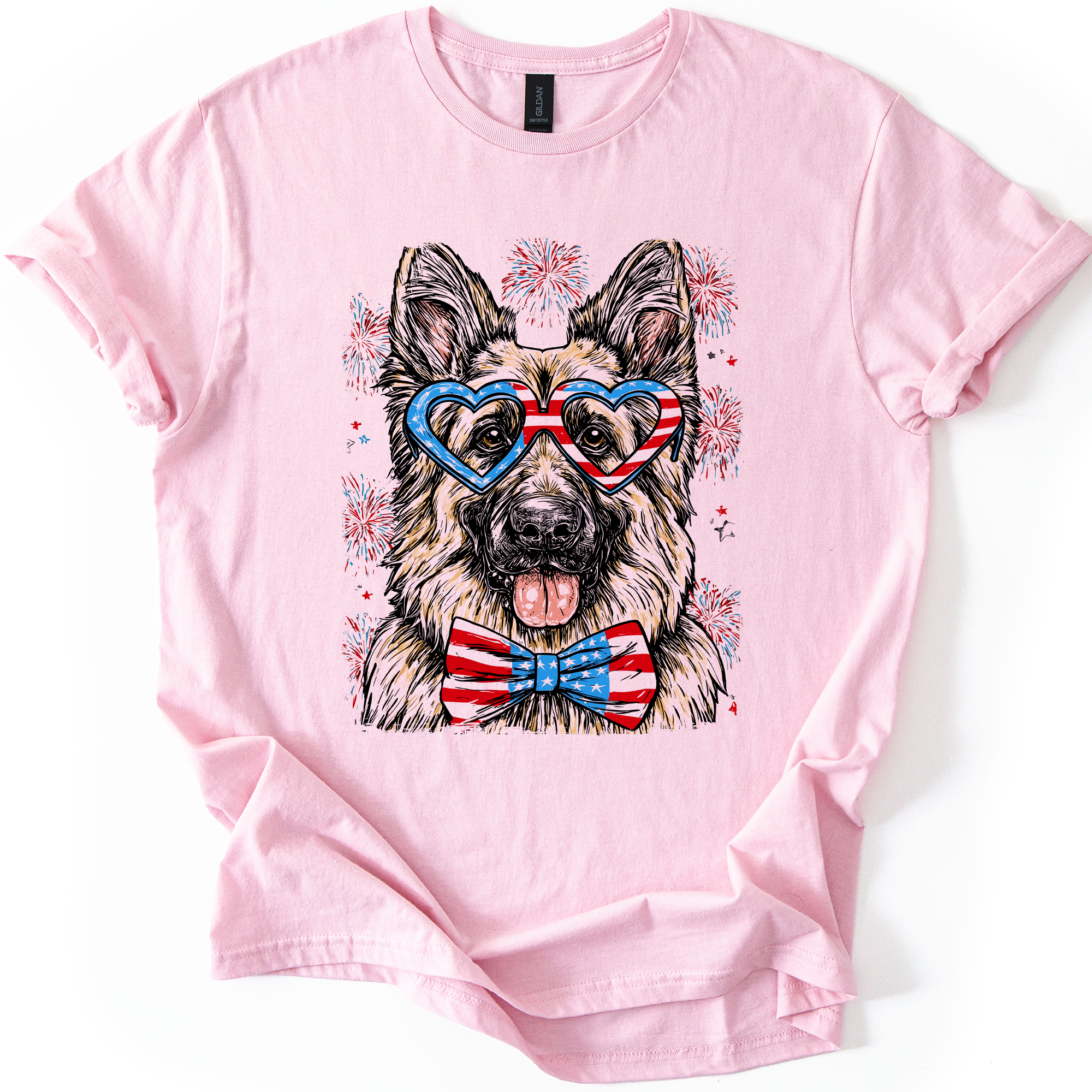 German Shepherd Patriotic Dog USA Flag Pride For Pet Lovers Fourth Of July Celebration American Spirit Graphic Tee