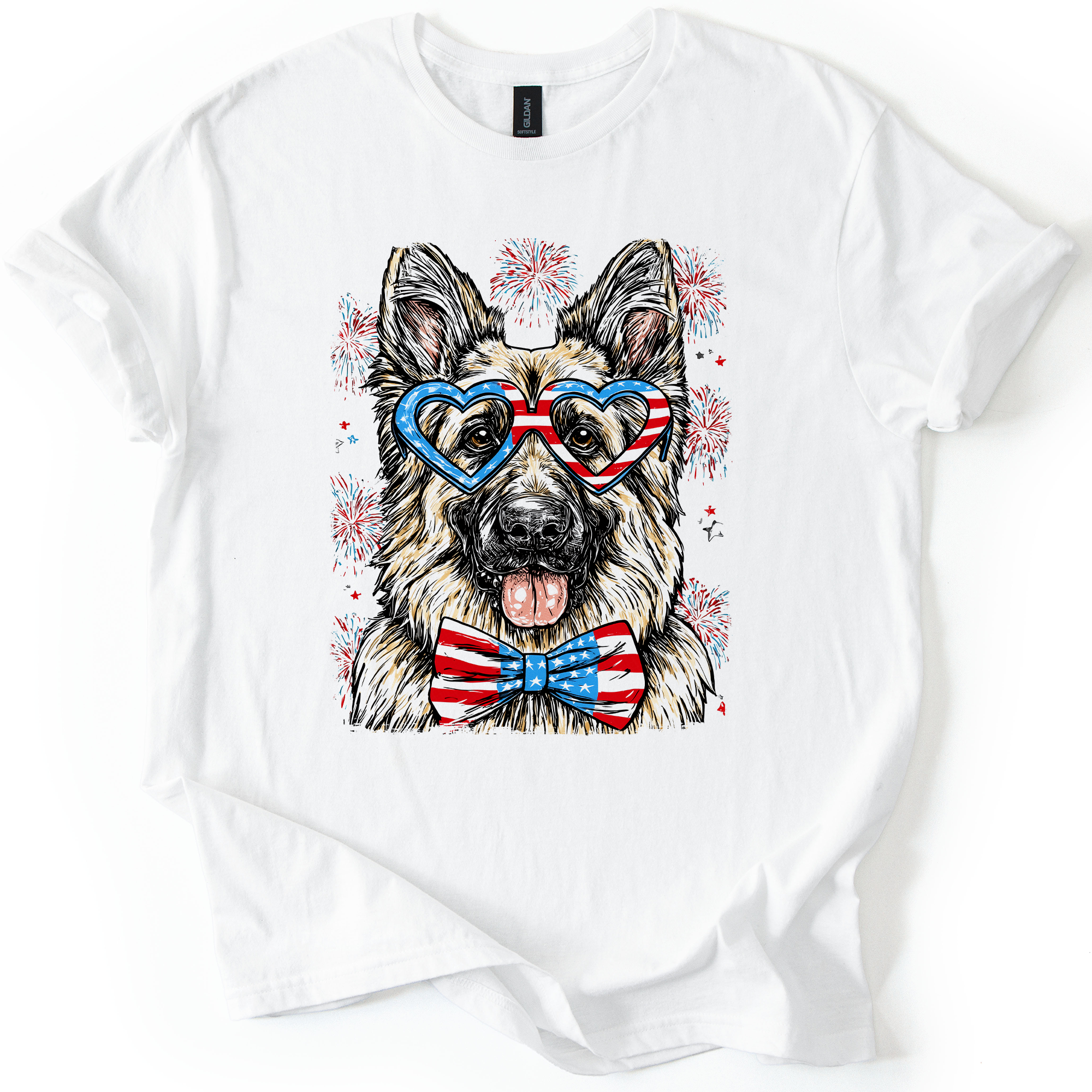 German Shepherd Patriotic Dog USA Flag Pride For Pet Lovers Fourth Of July Celebration American Spirit Graphic Tee