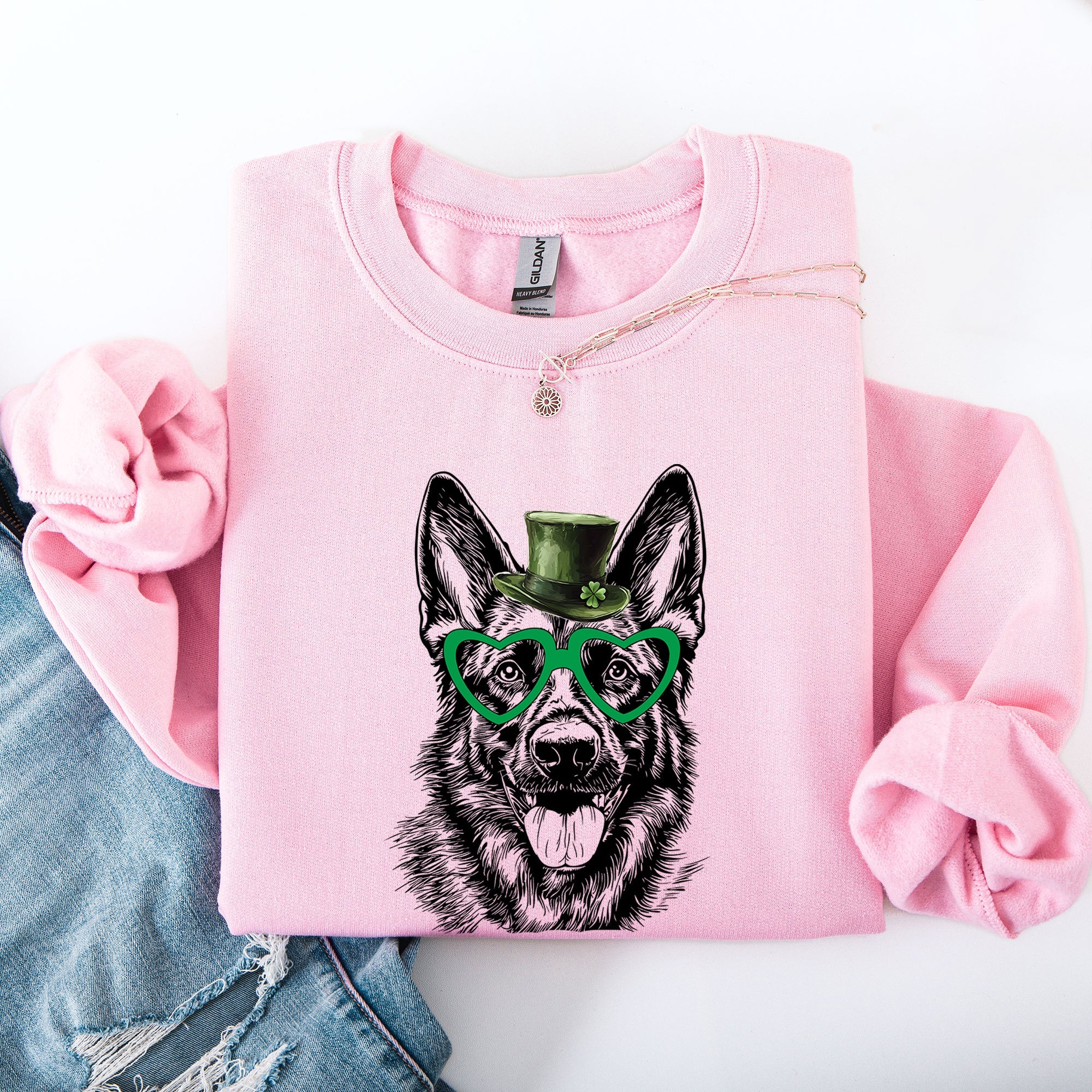 German Shepherd St Patrick's Day Irish Lucky Dog Cozy Deluxe Premium Custom Sweatshirt