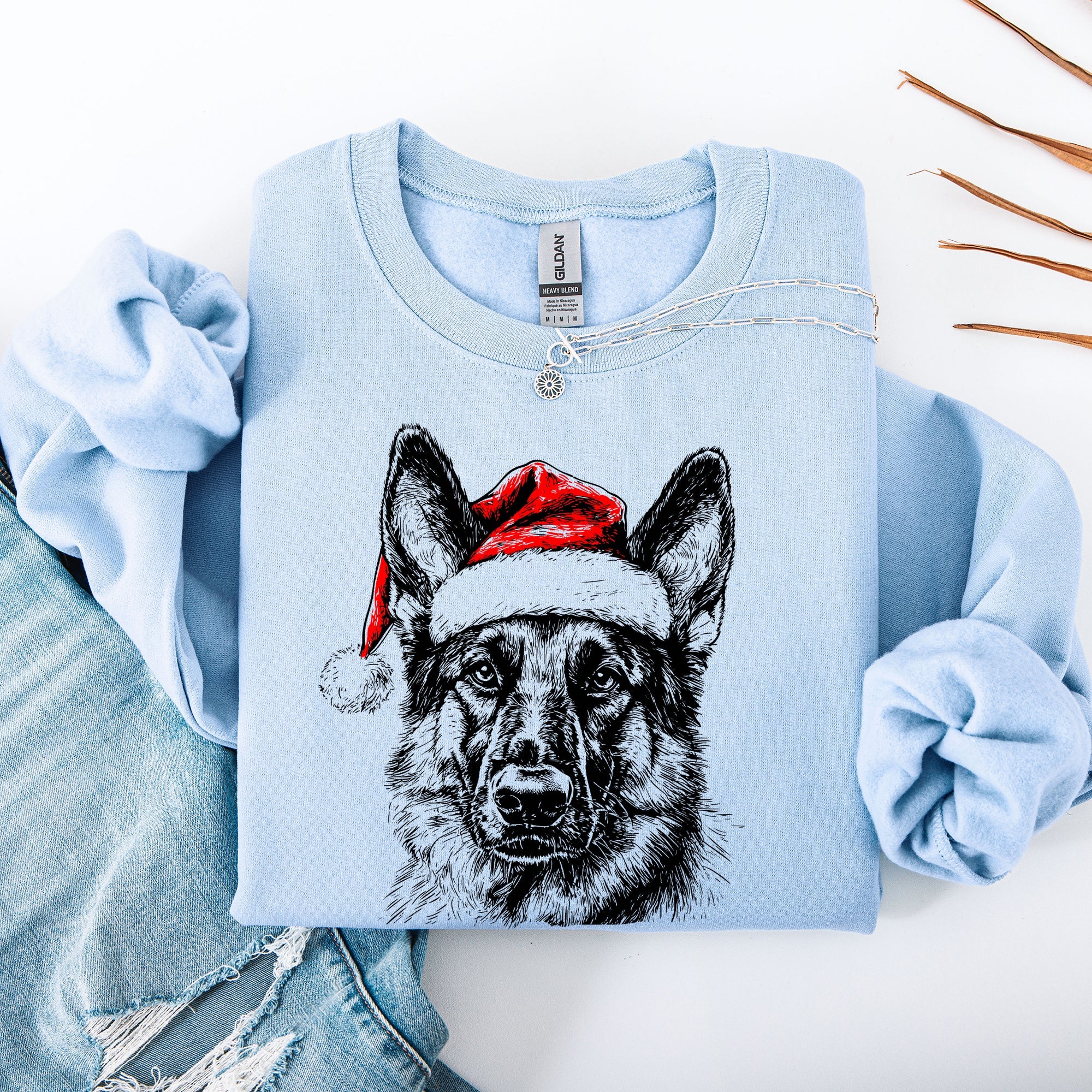 German Shepherd Santa Claus Christmas Dog Lover Festive Holiday Design Sweatshirt