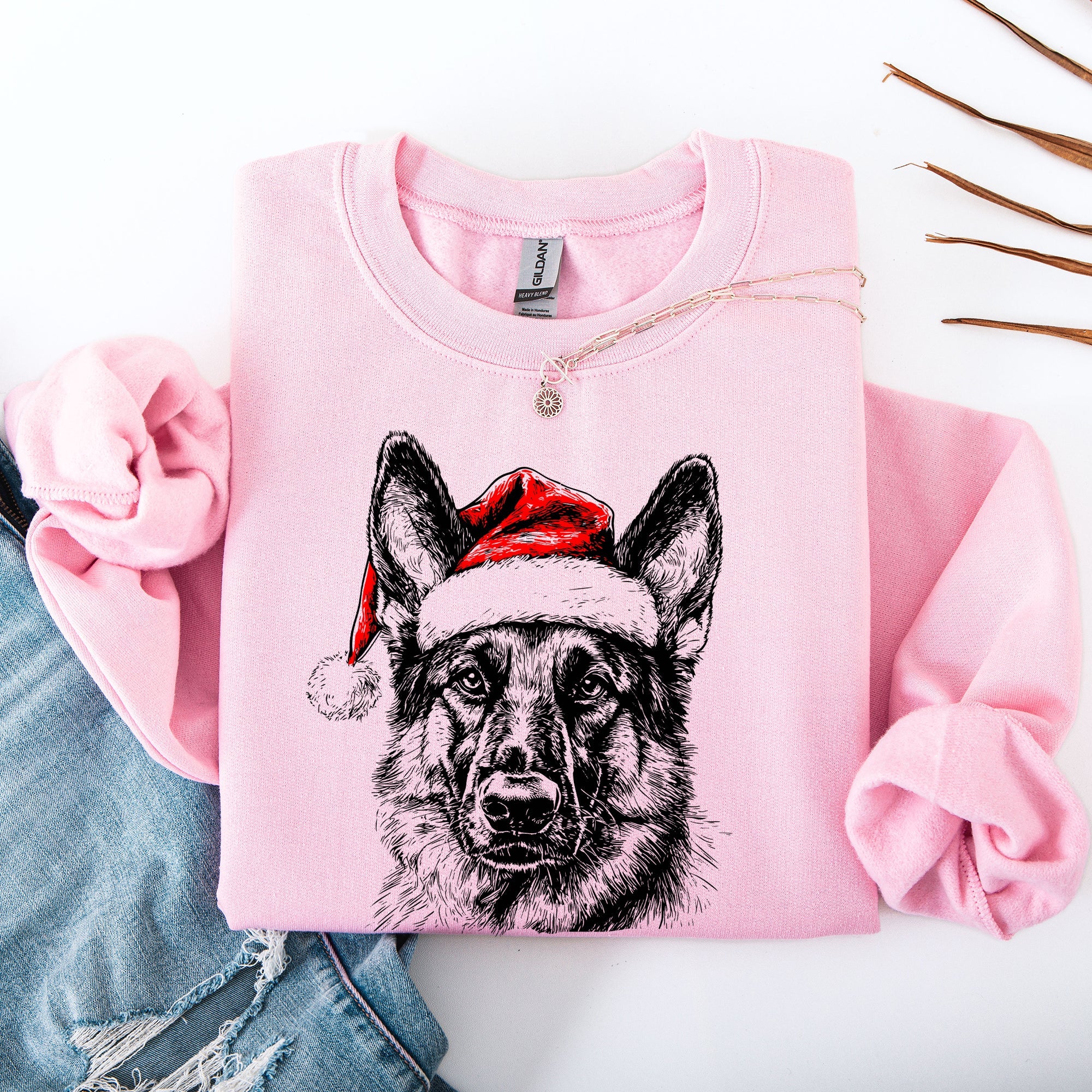 German Shepherd Santa Claus Christmas Dog Lover Festive Holiday Design Sweatshirt