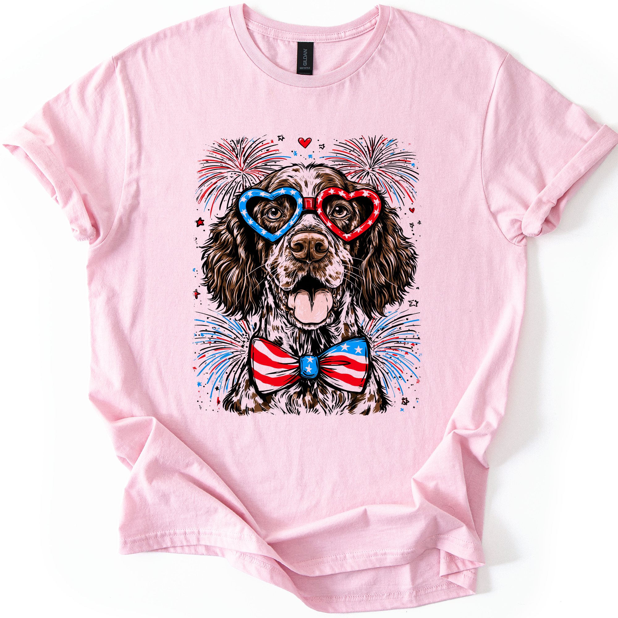 German Shorthaired Pointer Patriotic Dog USA American Flag Fourth Of July Graphic Tee