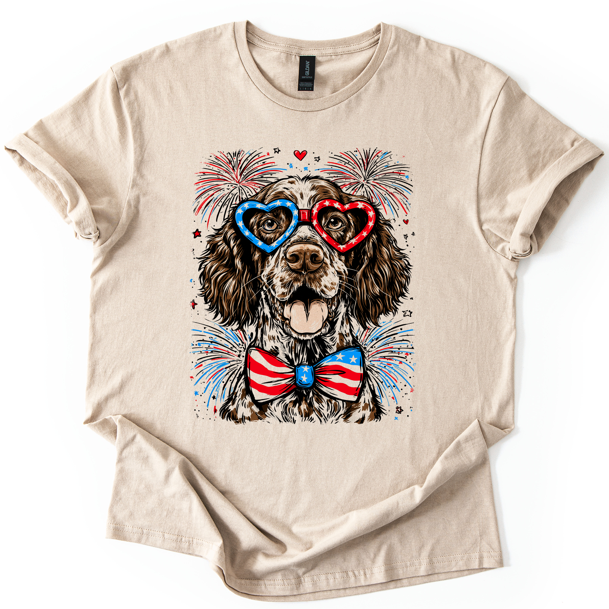 German Shorthaired Pointer Patriotic Dog USA American Flag Fourth Of July Graphic Tee
