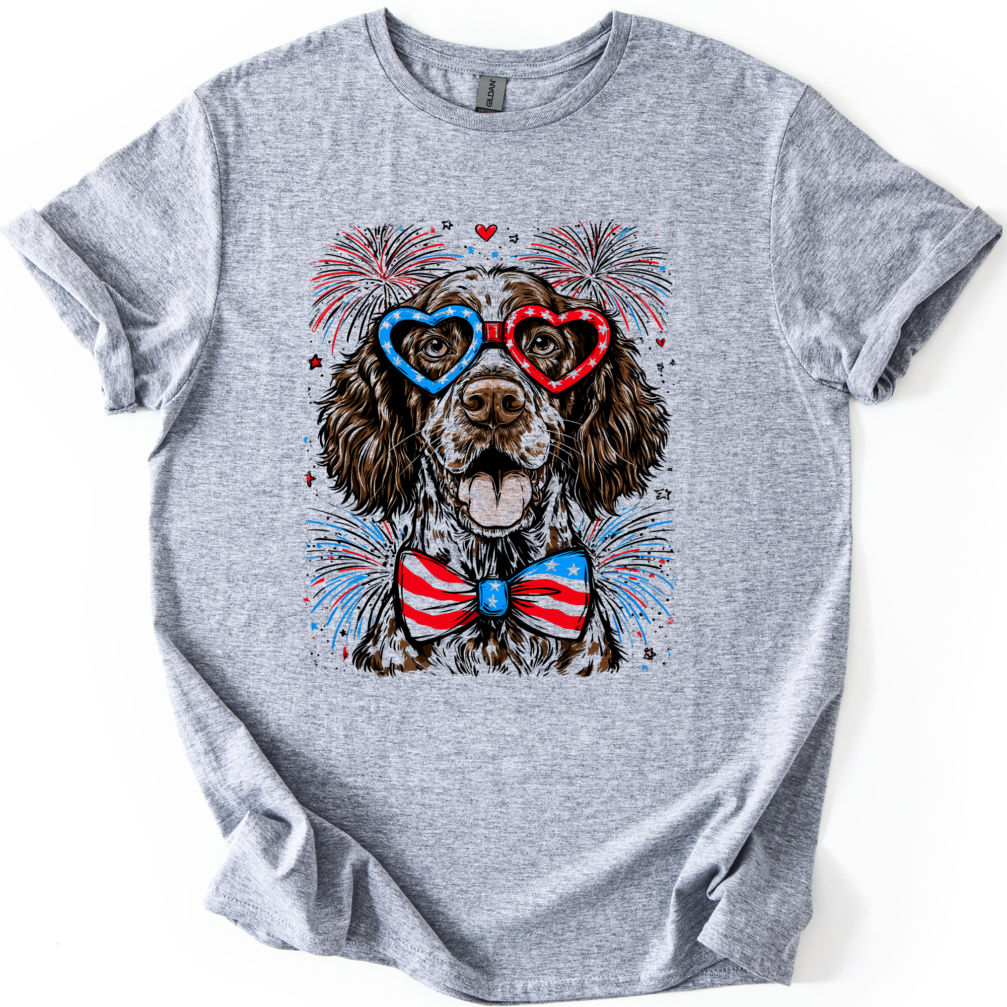 German Shorthaired Pointer Patriotic Dog USA American Flag Fourth Of July Graphic Tee
