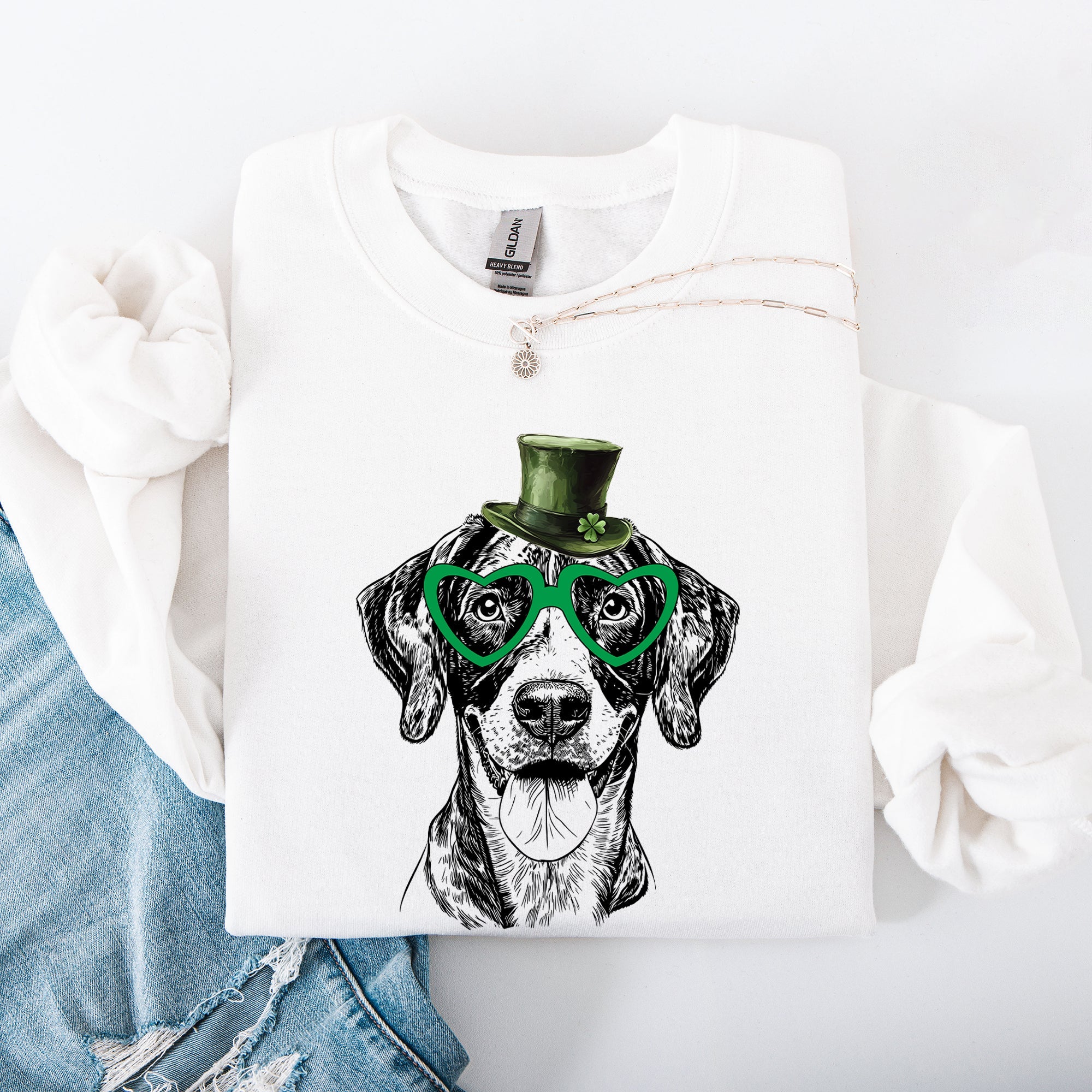 German Shorthaired St Patrick's Day Lucky Irish Hunting Dog Graphic Illustration Sweatshirt