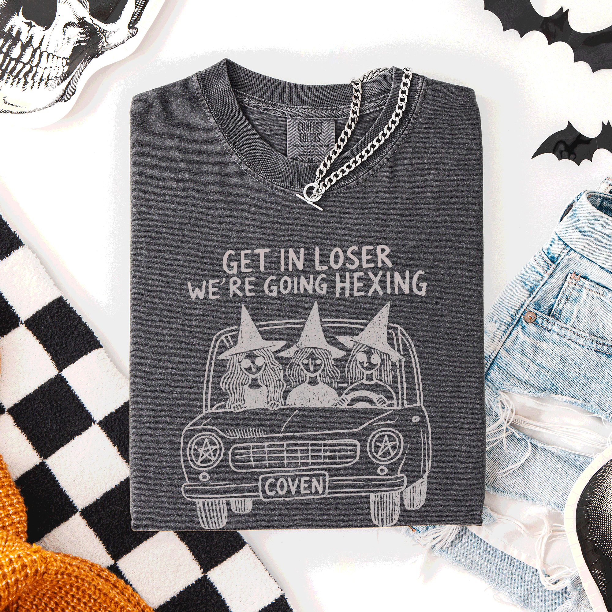 Get In Loser, We're Going Hexing Witch Coven Halloween Night Edition Comfort Colors Tee